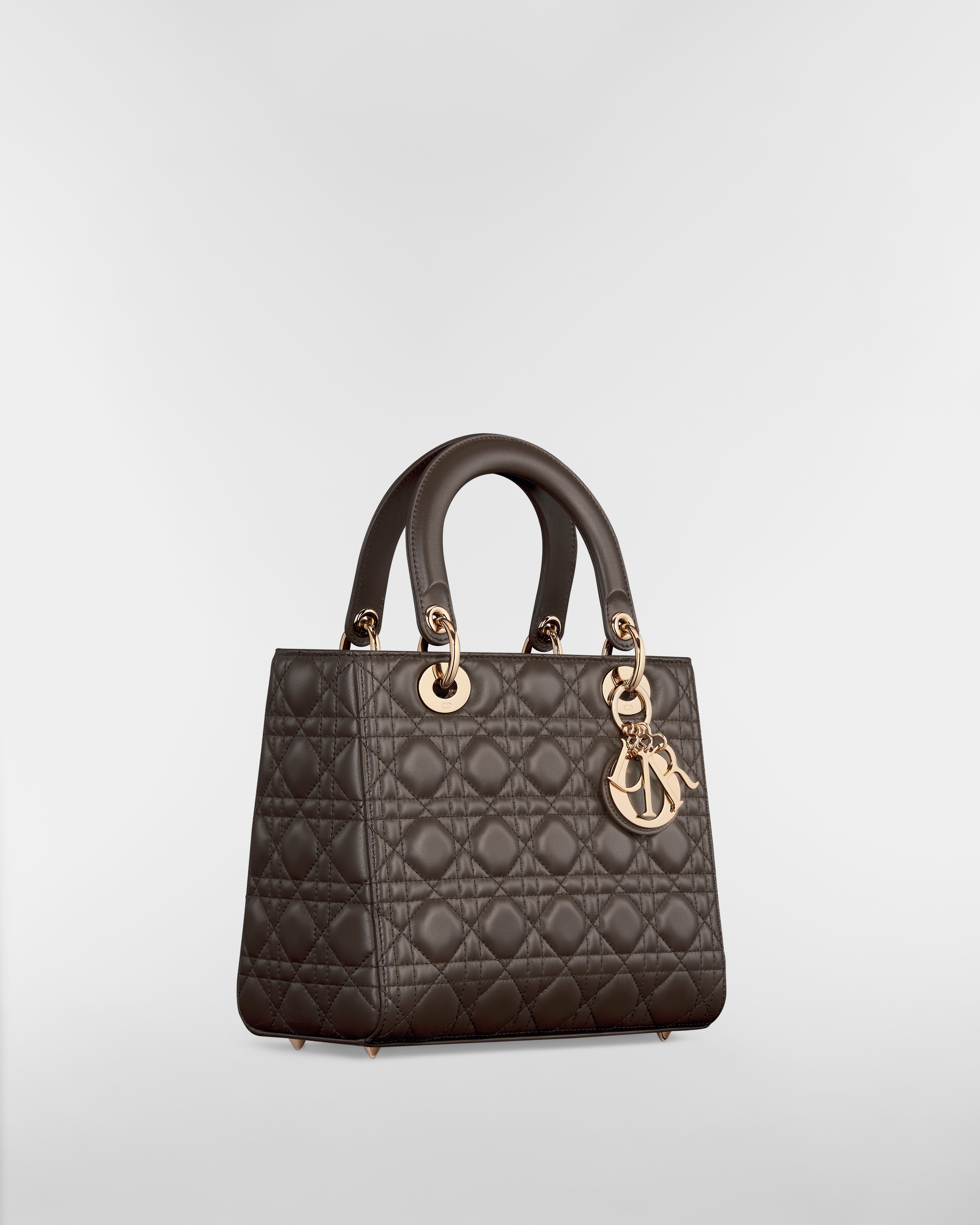 Medium Lady Dior Bag Dark Chocolate Brown Cannage Lambskin | DIOR