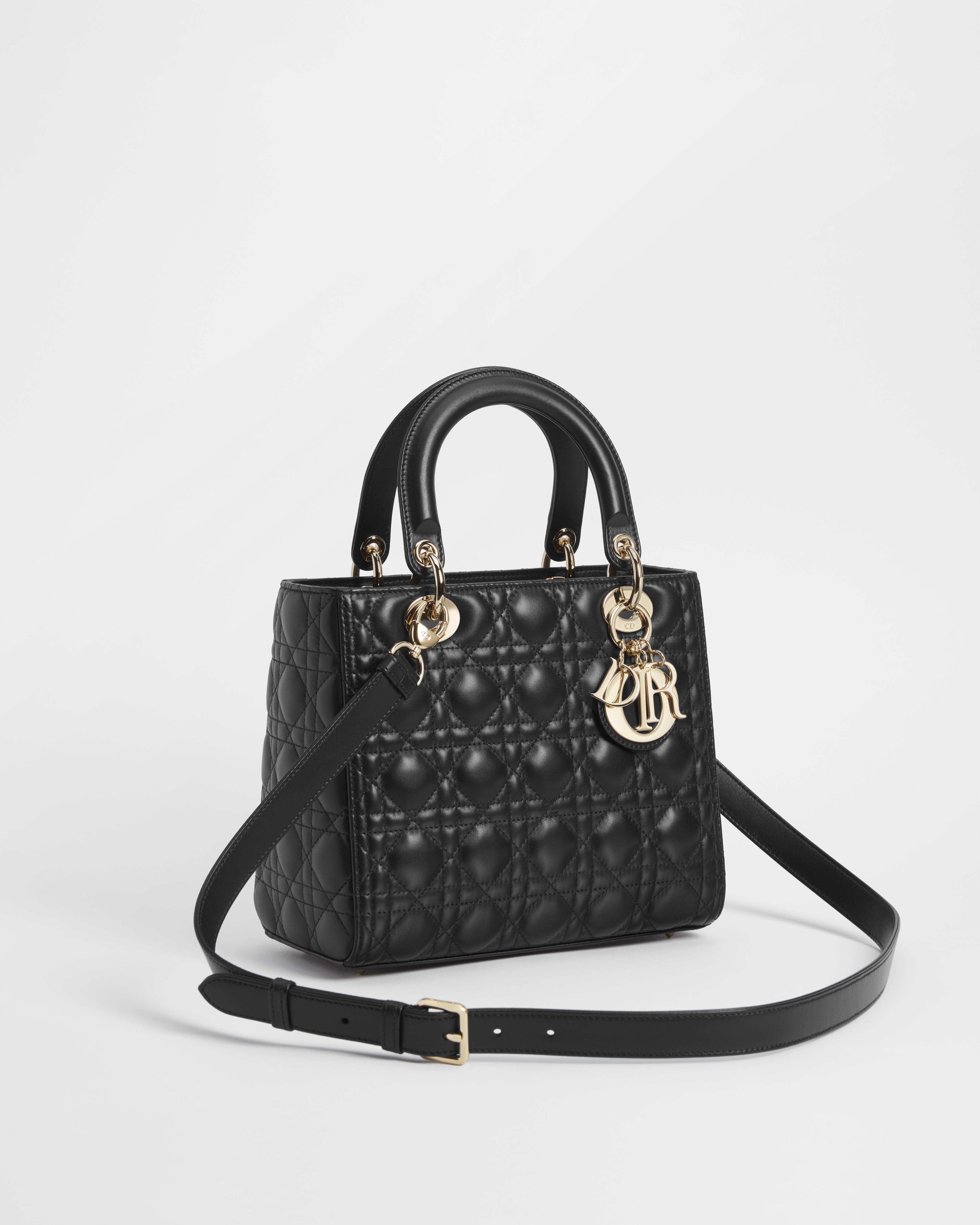 Medium Lady Dior Bag Black Cannage Lambskin E03
