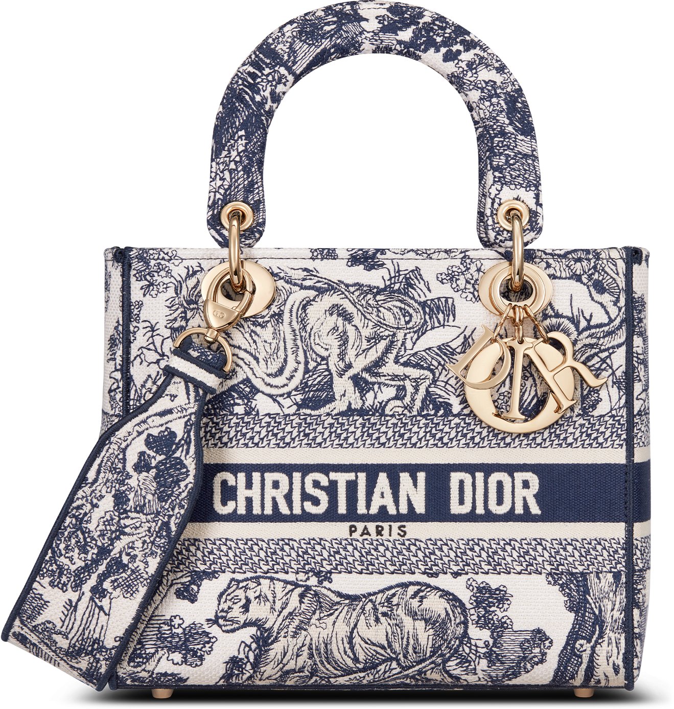 Medium Lady D Lite Bag Blue Toile de Jouy Embroidery DIOR