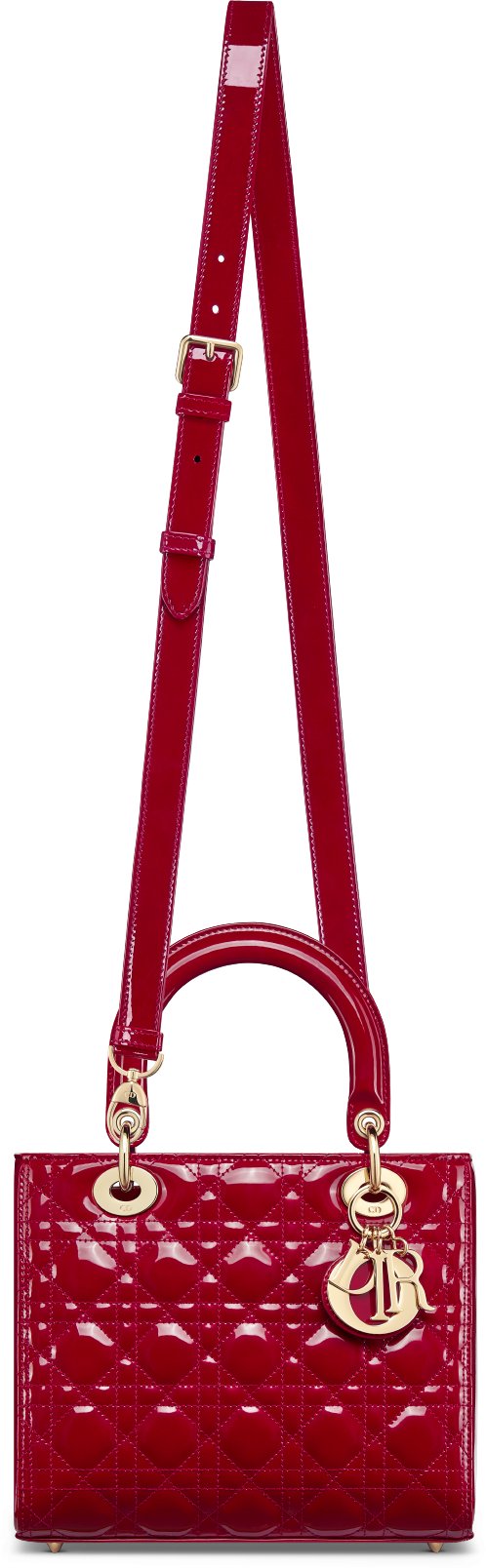 Medium Lady Dior Bag Cherry Red Patent Cannage Calfskin DIOR
