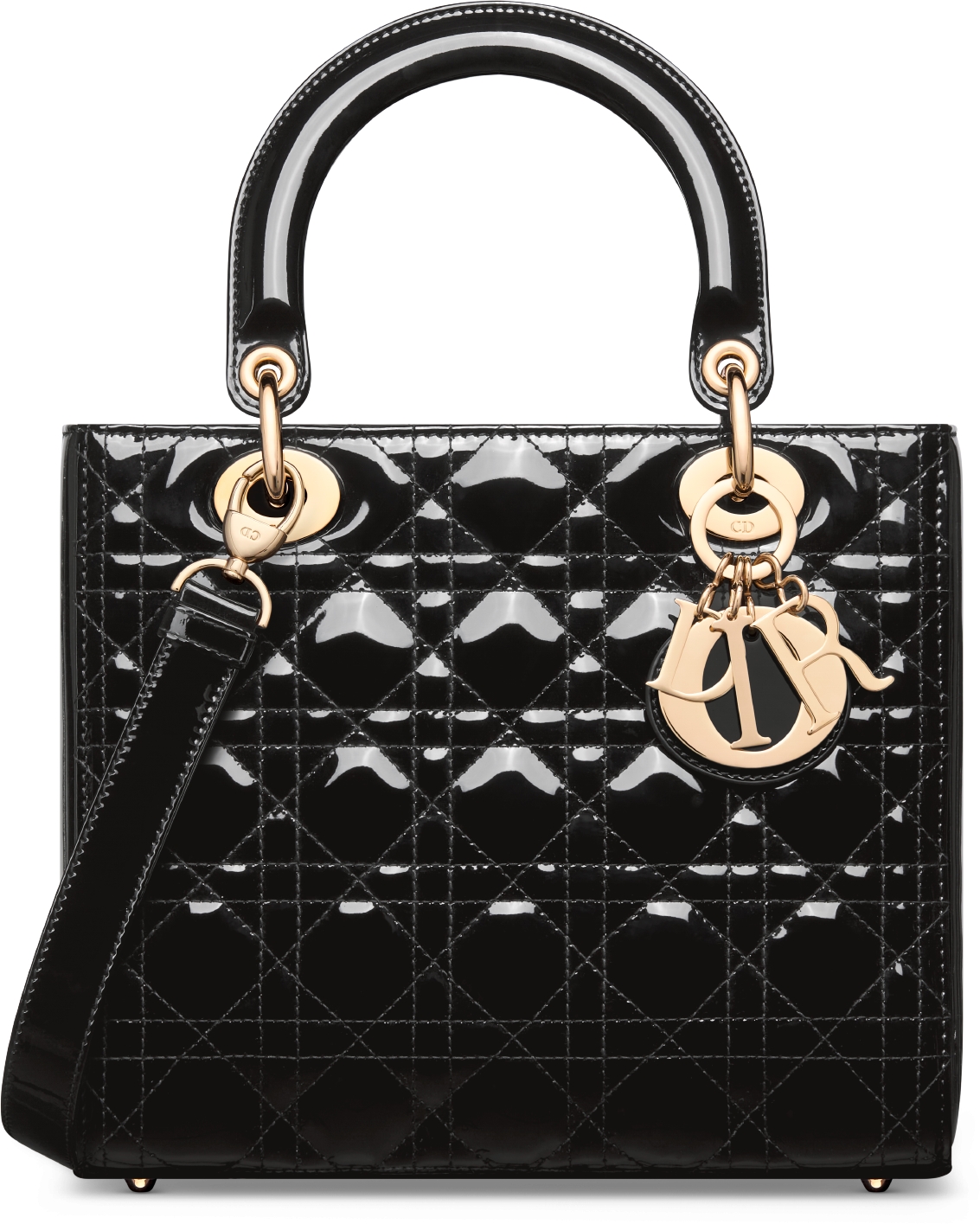 Medium Lady Dior Bag Black Patent Cannage Calfskin DIOR