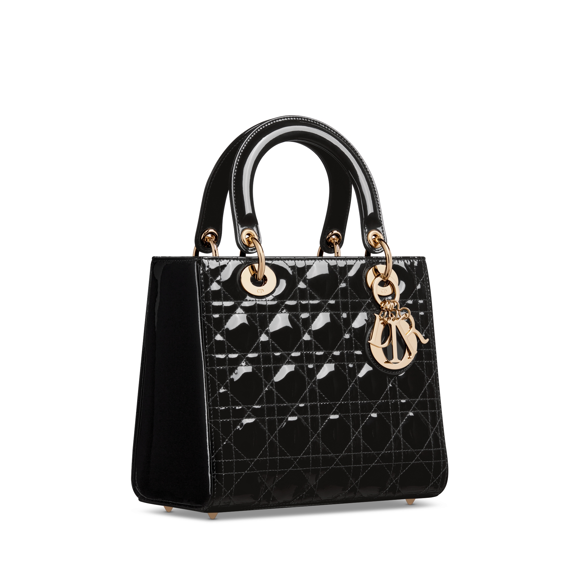 Medium Lady Dior Bag Black Patent Cannage Calfskin E03