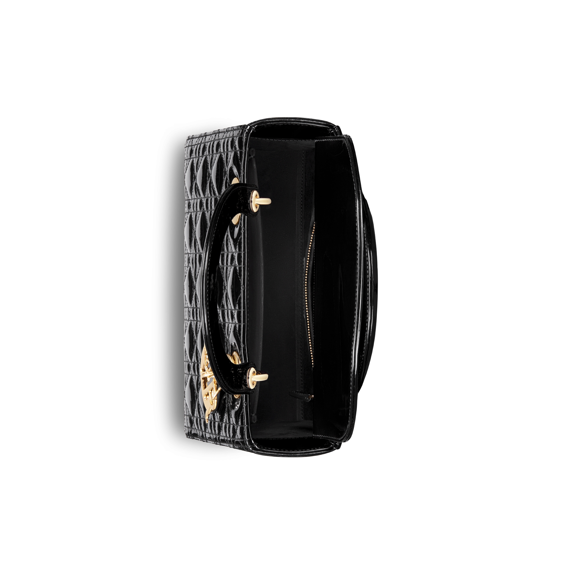 Medium Lady Dior Bag Black Patent Cannage Calfskin E06