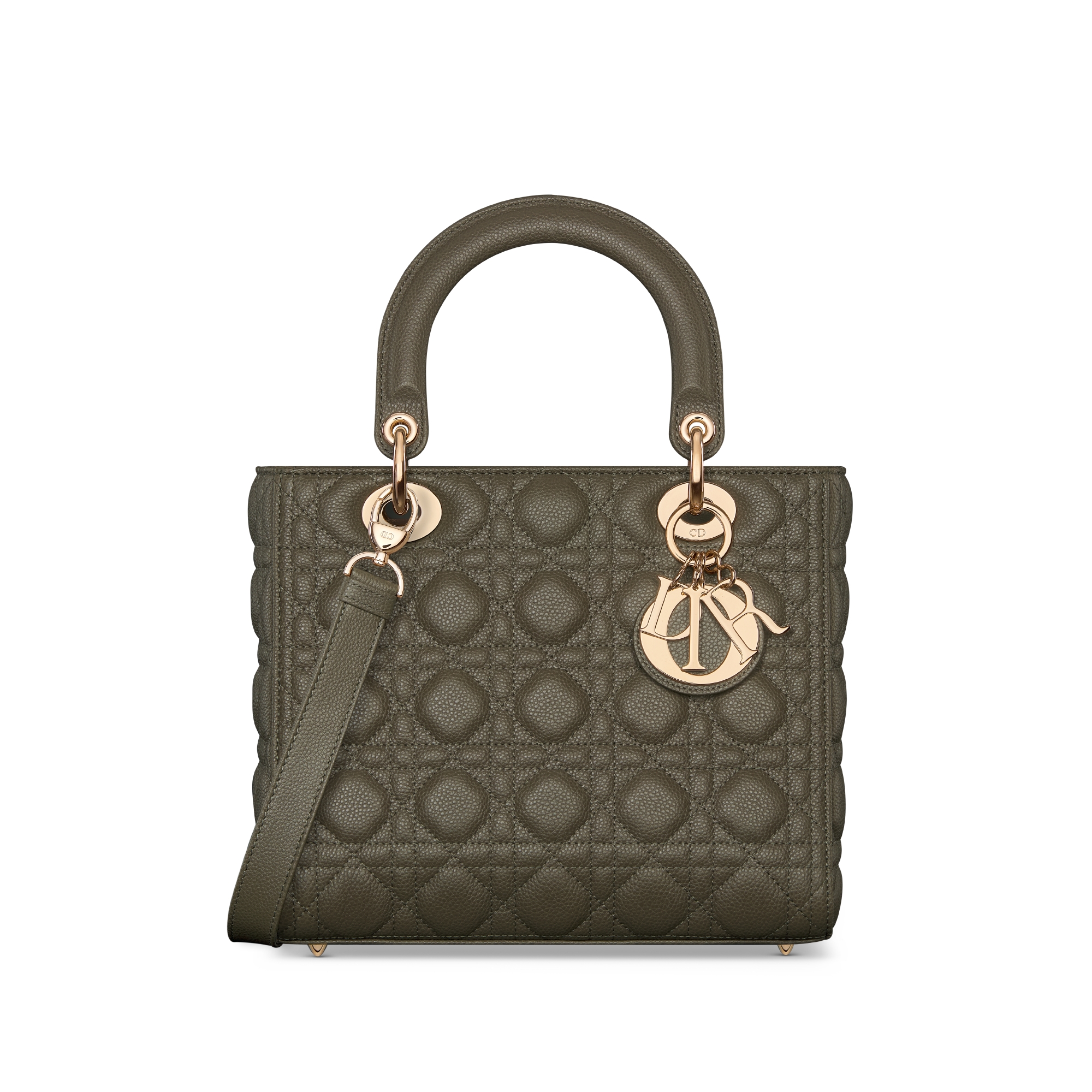Sac Lady Dior Medium Cuir de veau grainé couleur Dark Fango E01