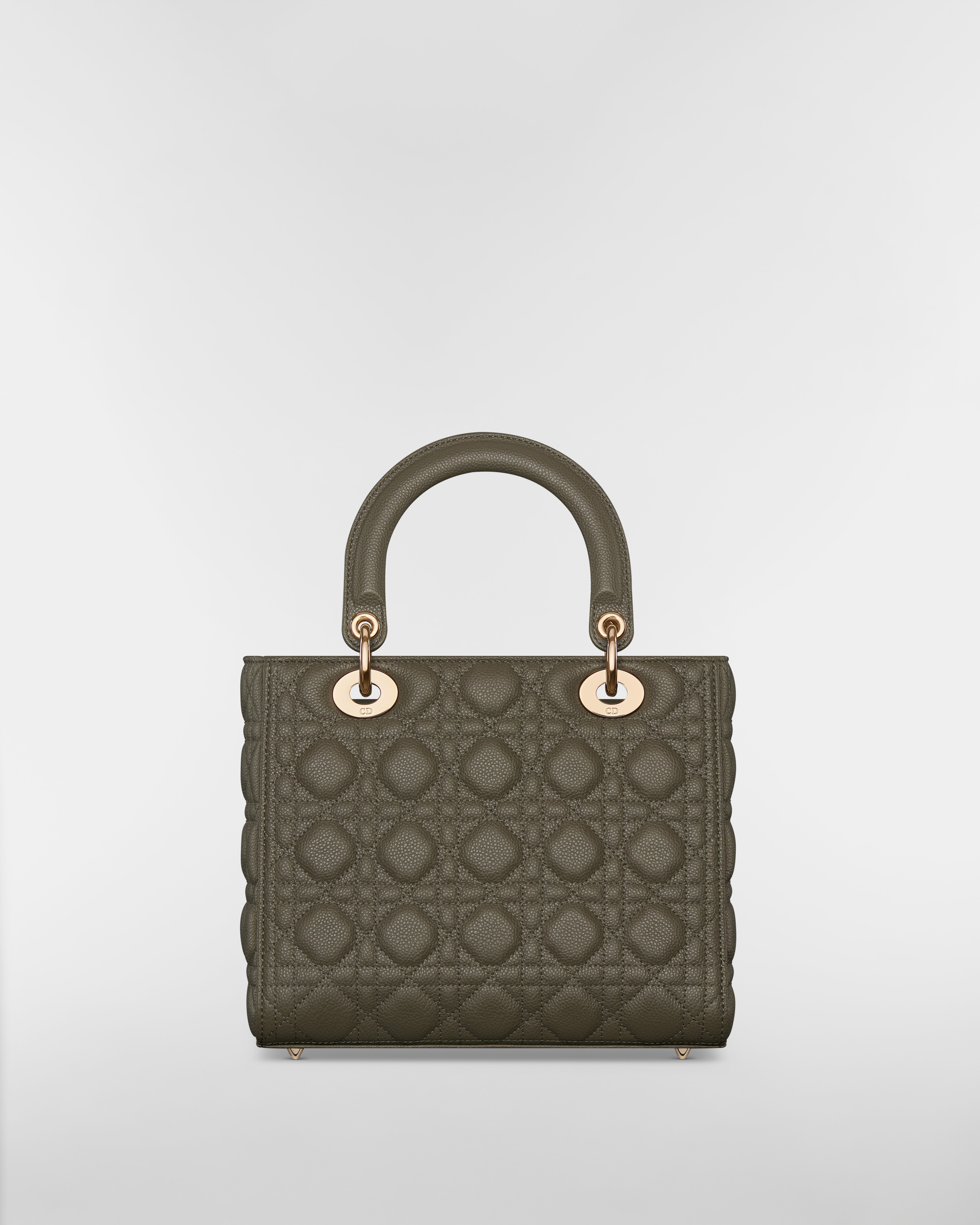 Medium Lady Dior Bag Olive Taupe Grained Calfskin E08