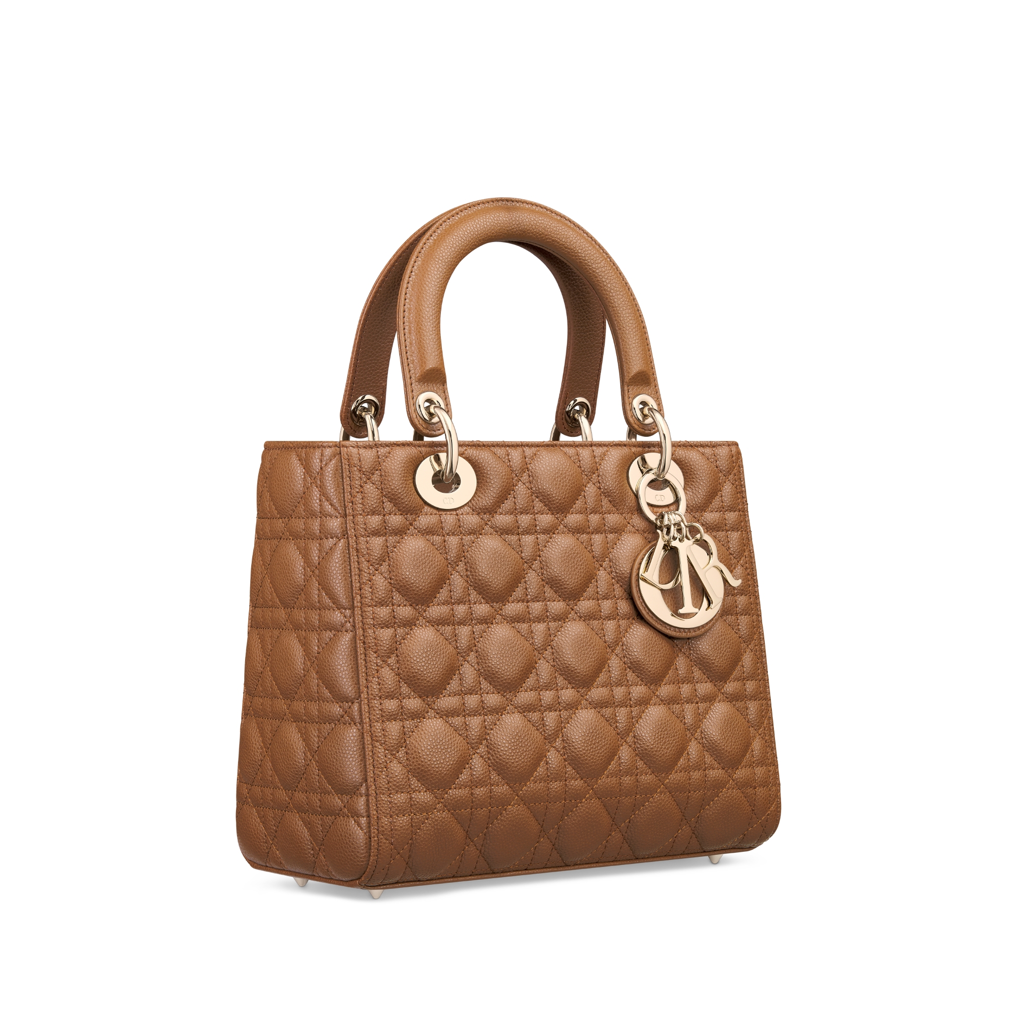 Bolso mediano Lady Dior Piel de becerro graneada Cannage cámel E03