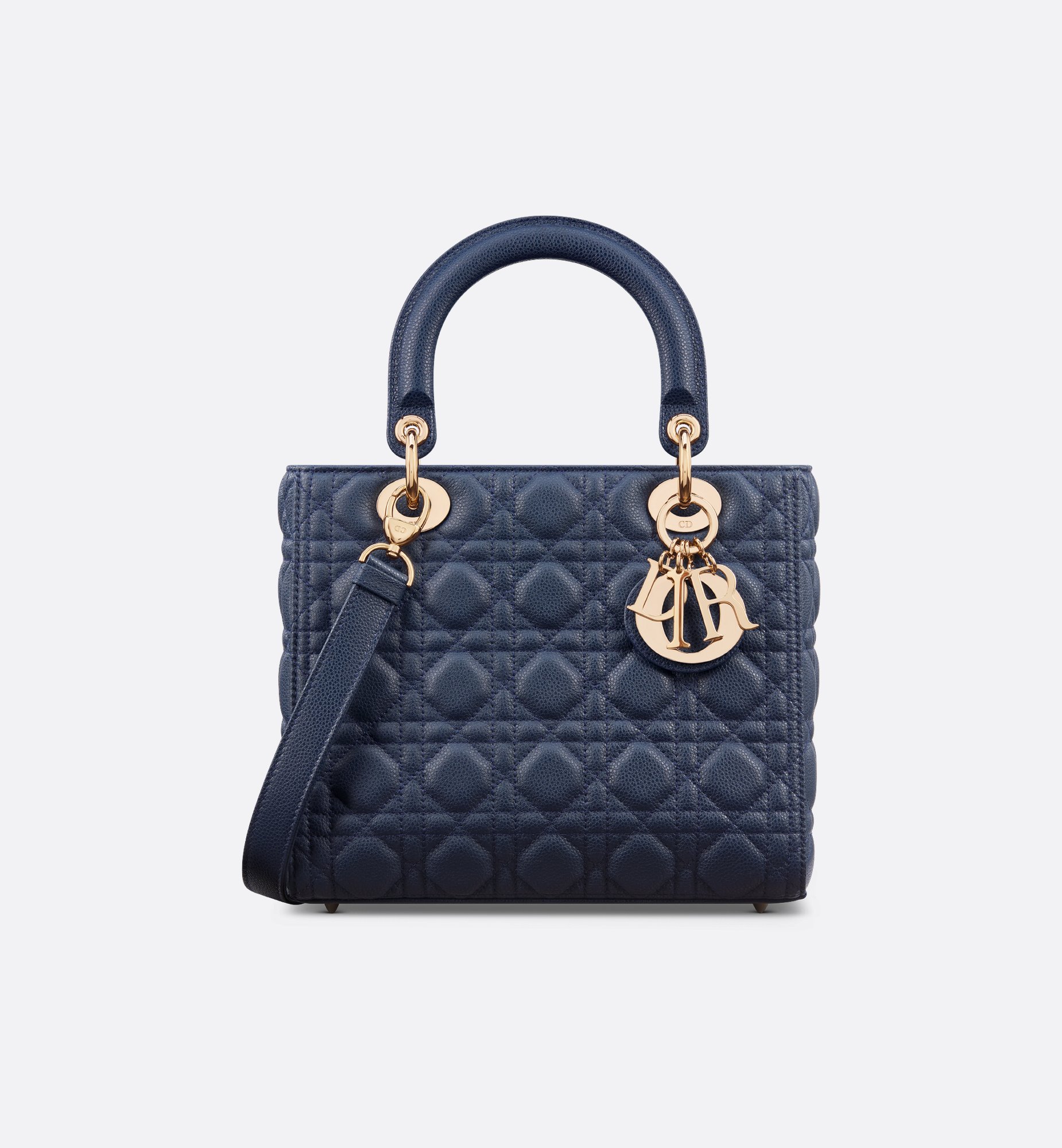 Medium Lady Dior Bag Black Grained Cannage Calfskin | DIOR Medium Lady Dior Bag Black Grained Cannage Calfskin | DIOR