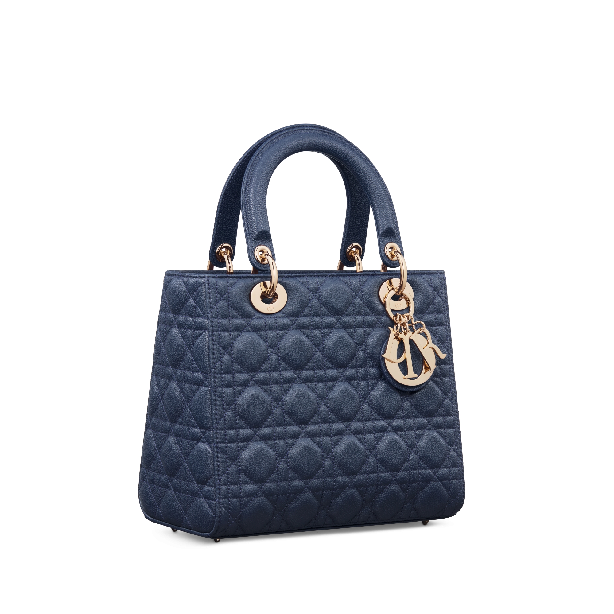 Medium Lady Dior Bag Deep Ocean Blue Cannage Grained Calfskin E03