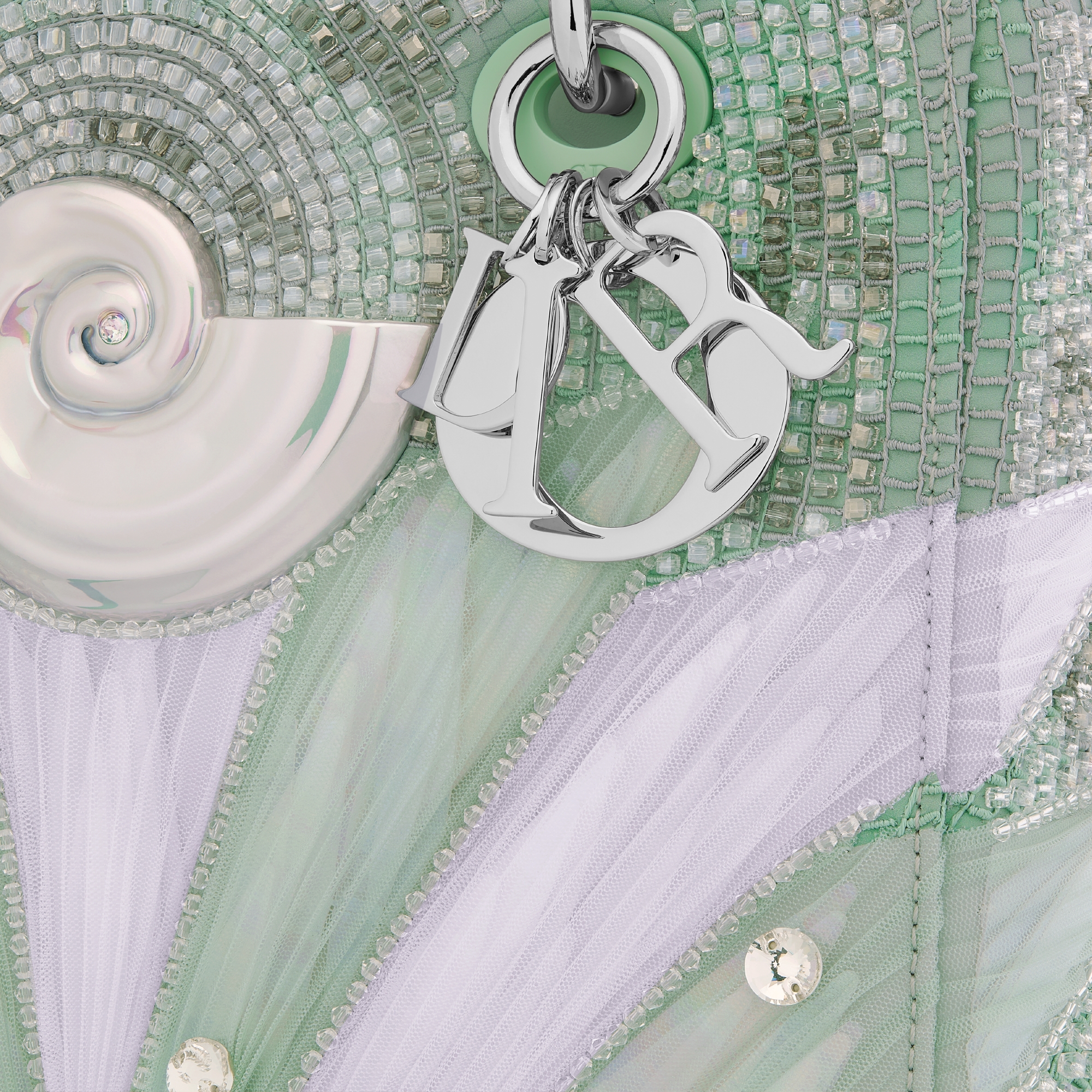 Medium Dior Lady Art bag - Jessica Cannon Printed lambskin fully embroidered with tulle, beads & crystals E09