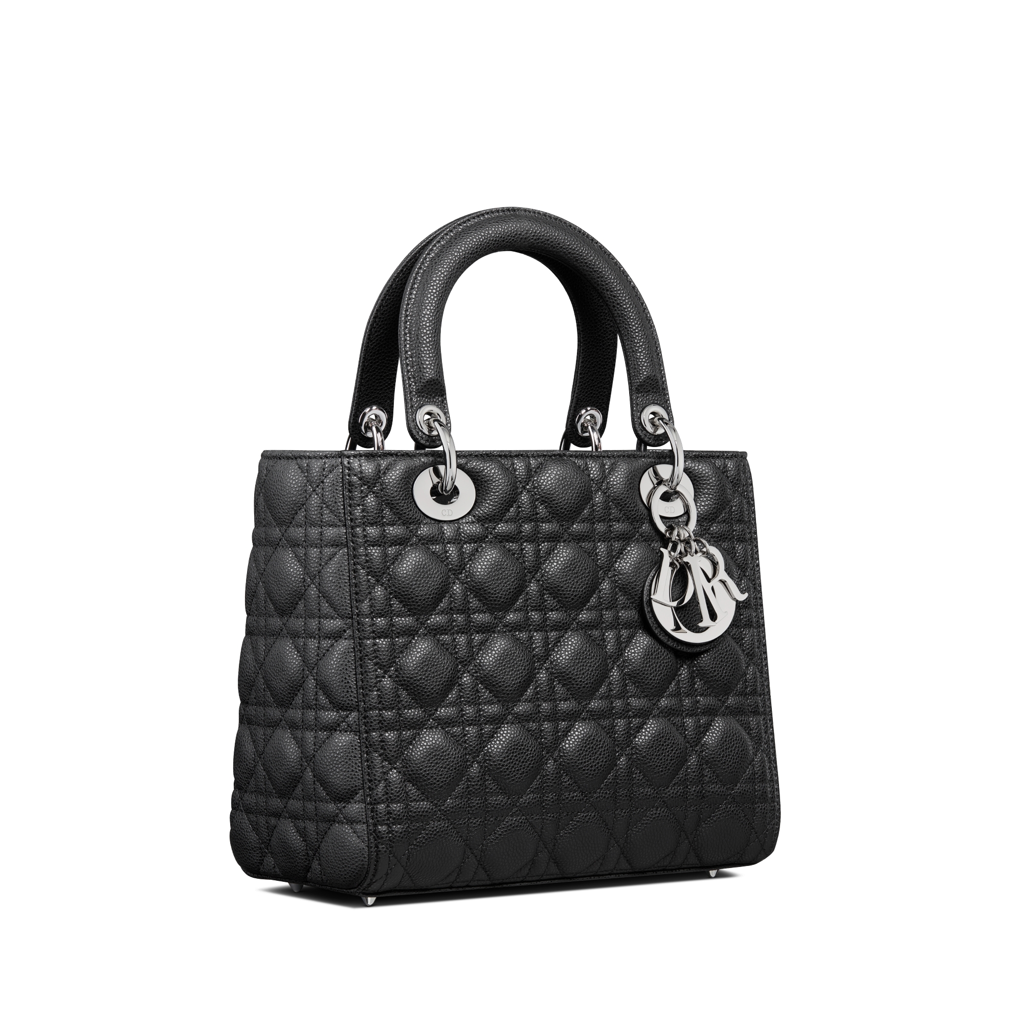 Medium Lady Dior Bag Black Grained Cannage Calfskin E03