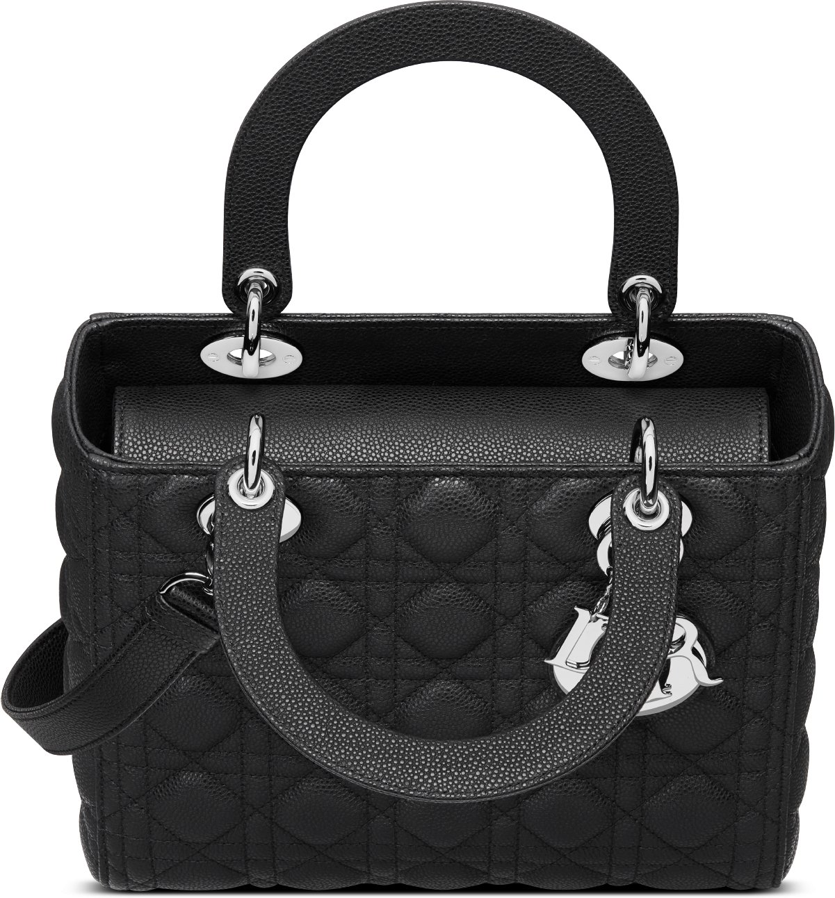 Medium Lady Dior Bag Black Grained Cannage Calfskin DIOR