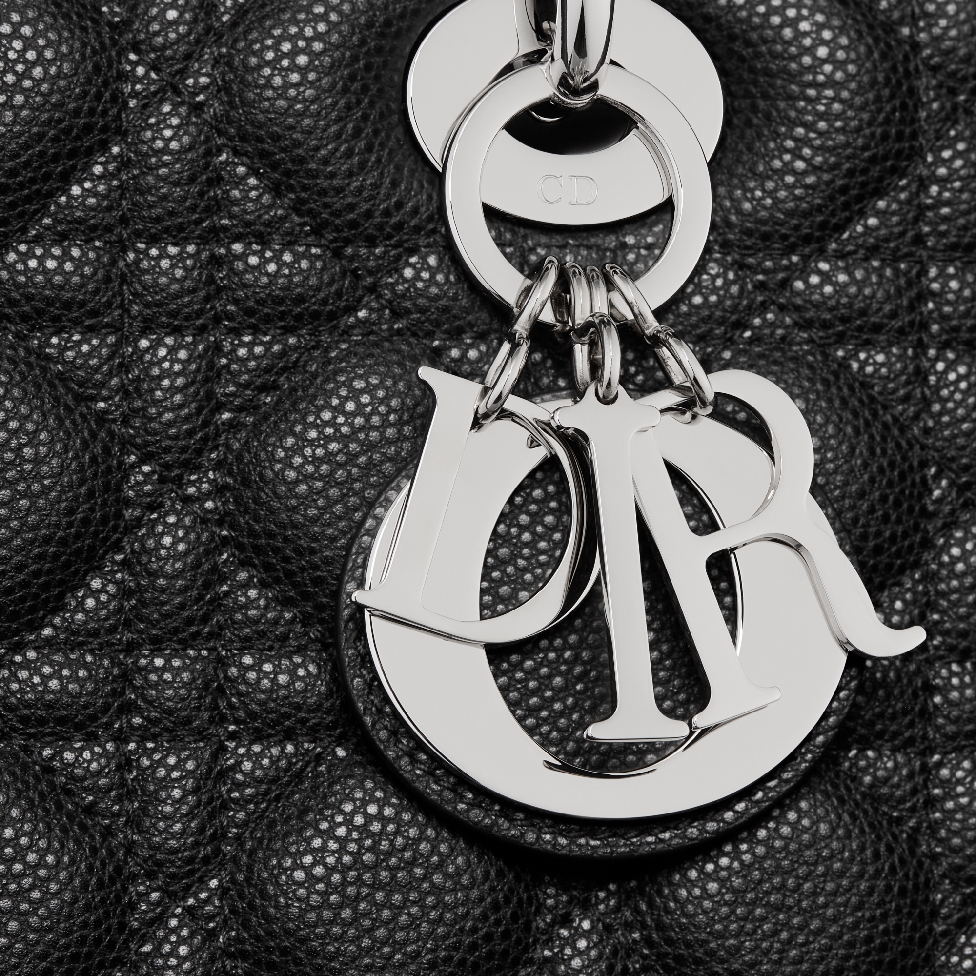 Medium Lady Dior Bag Black Grained Cannage Calfskin E09