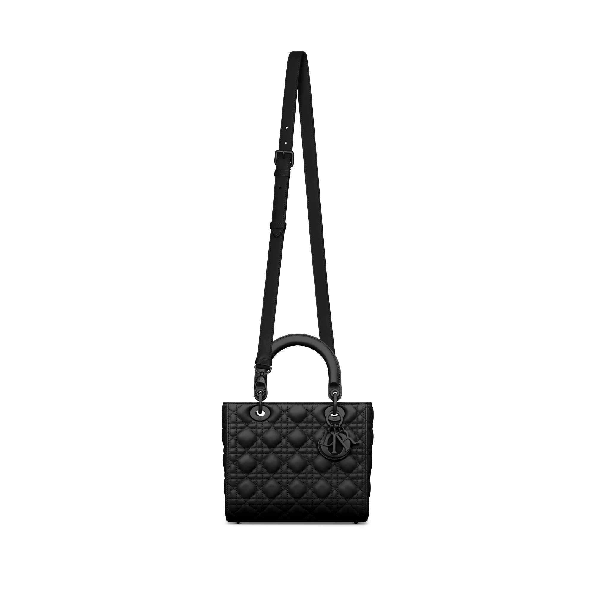 Medium Lady Dior Bag Black Ultramatte Cannage Calfskin E07