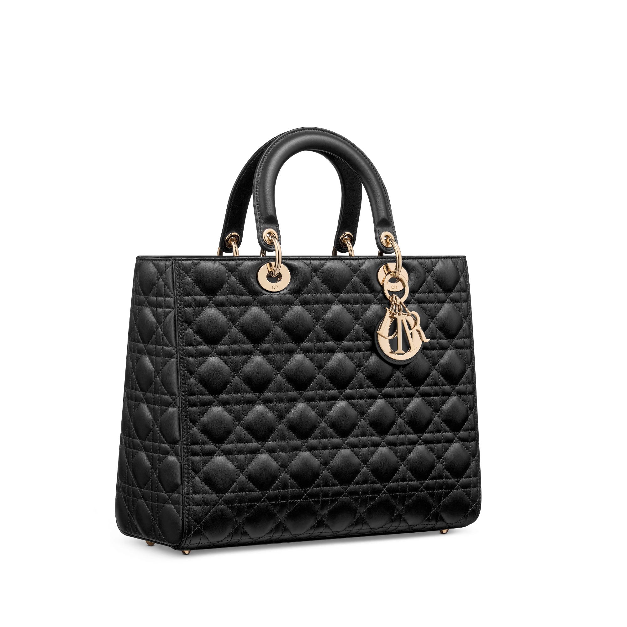 Sac Lady Dior Large Cuir d'agneau Cannage noir E03