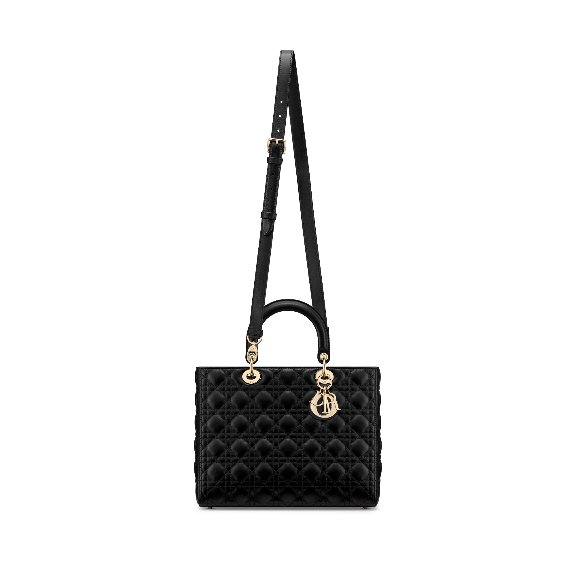 Sac Lady Dior Large Cuir d'agneau Cannage noir E07