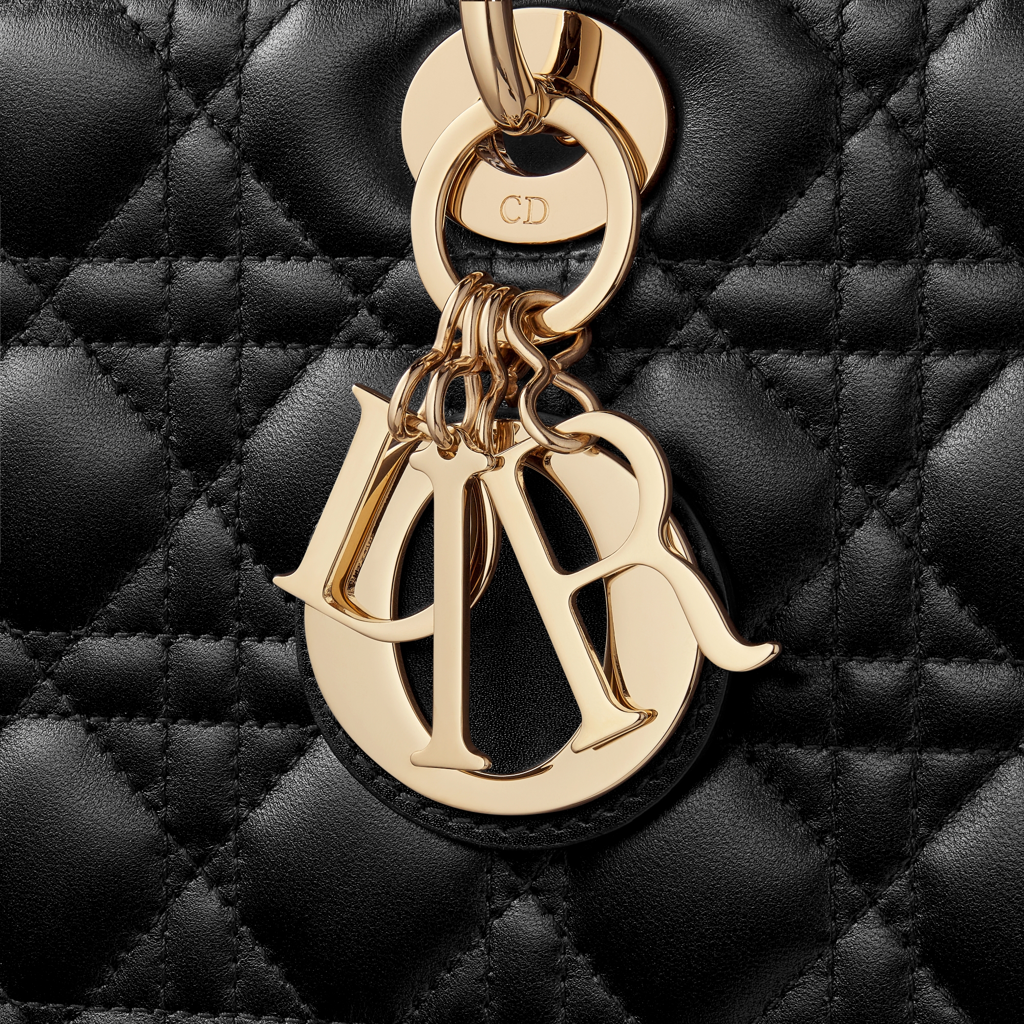 Sac Lady Dior Large Cuir d'agneau Cannage noir E09