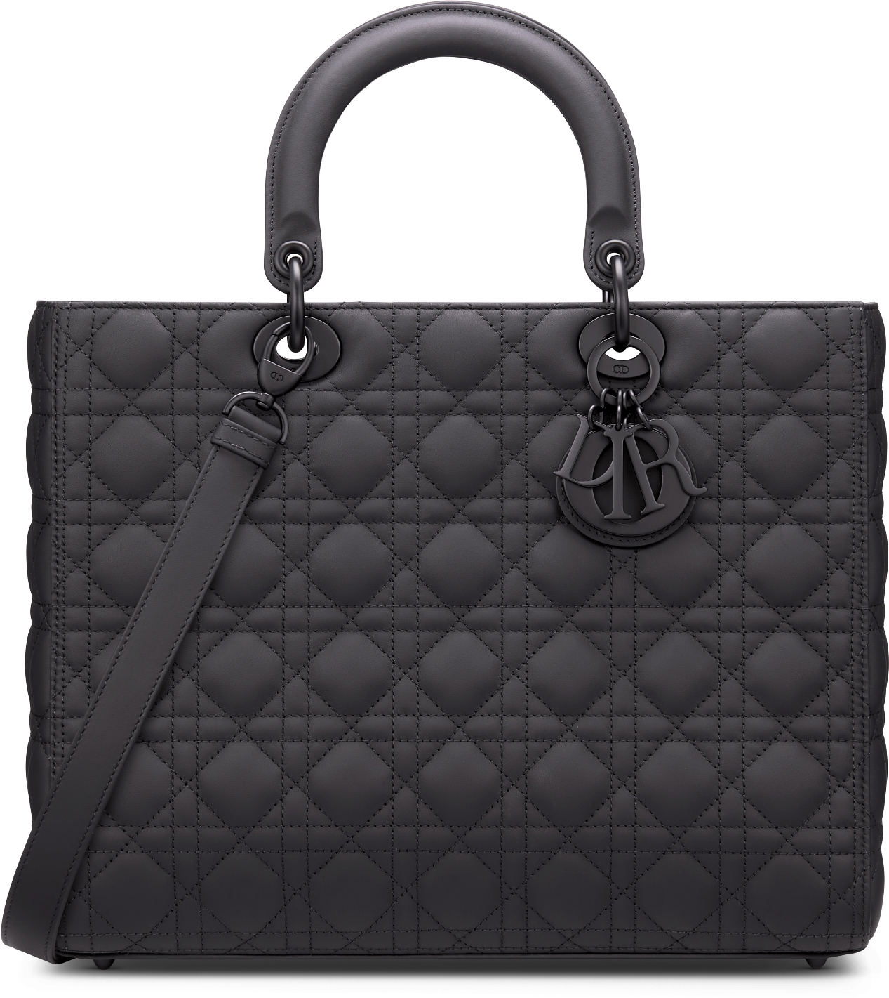 Large Lady Dior Bag Black Ultramatte Cannage Calfskin | DIOR