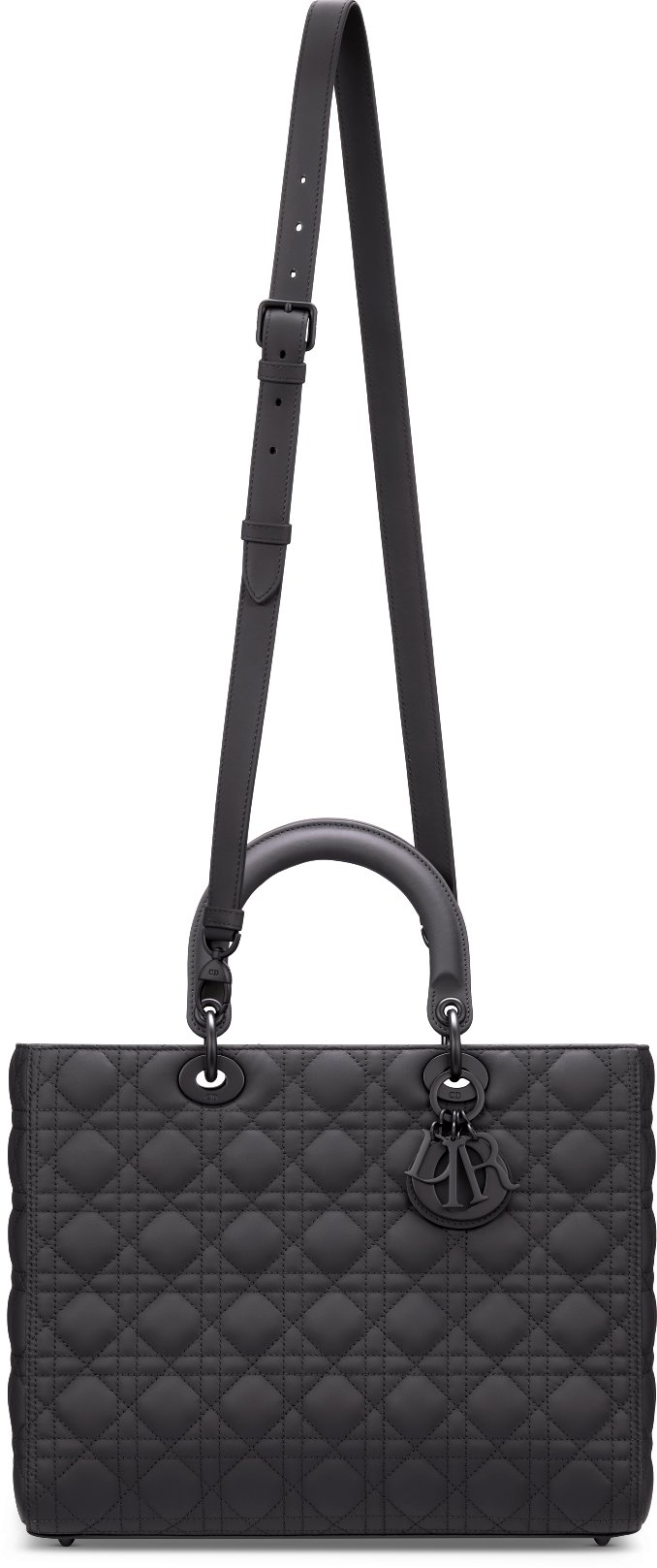 Large Lady Dior Bag Black Ultramatte Cannage Calfskin DIOR