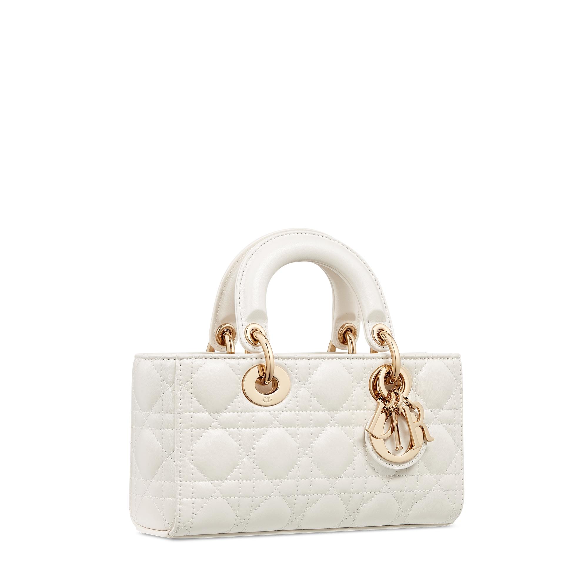 Small Lady D-Joy Bag Latte Pearlescent Cannage Lambskin E03