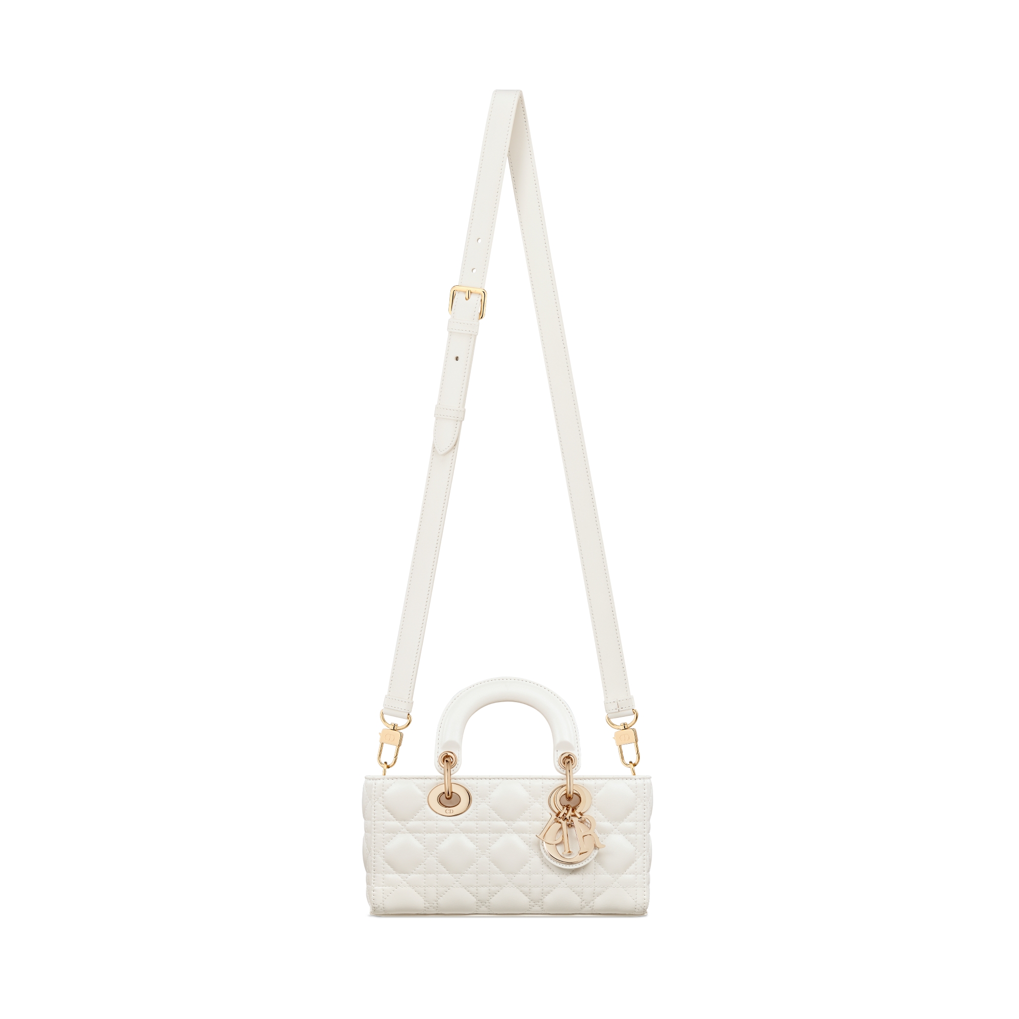 Small Lady D-Joy Bag Latte Pearlescent Cannage Lambskin E07