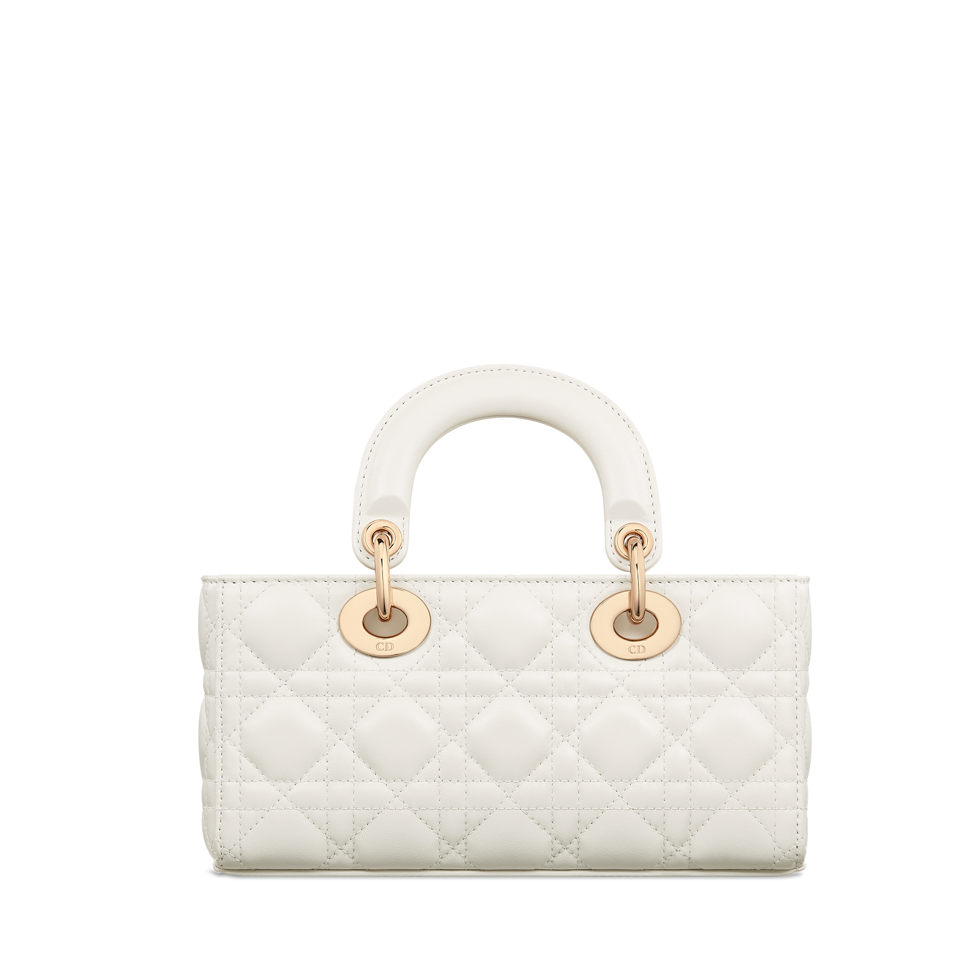 Small Lady D-Joy Bag Latte Pearlescent Cannage Lambskin E08