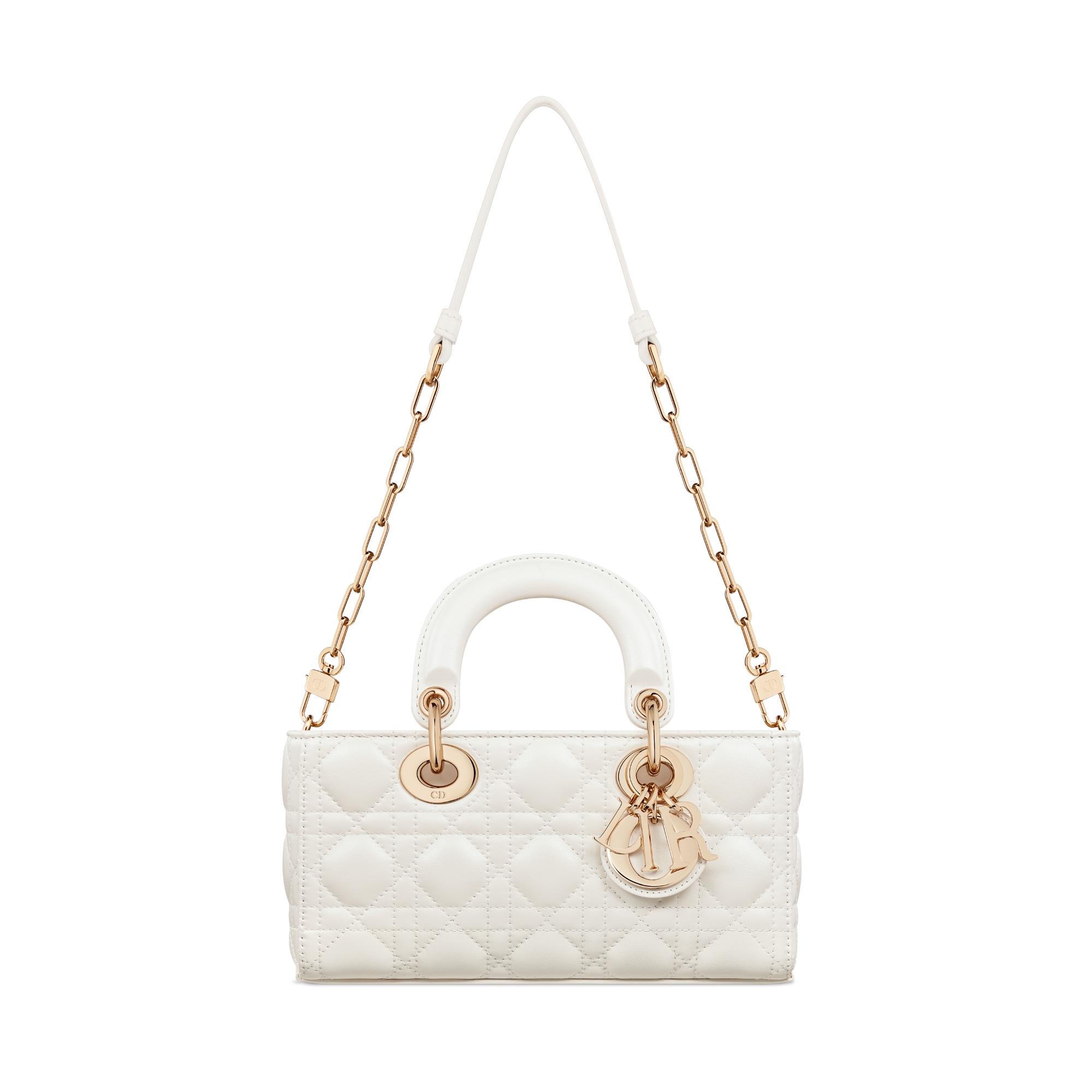 Small Lady D-Joy Bag Latte Pearlescent Cannage Lambskin E10