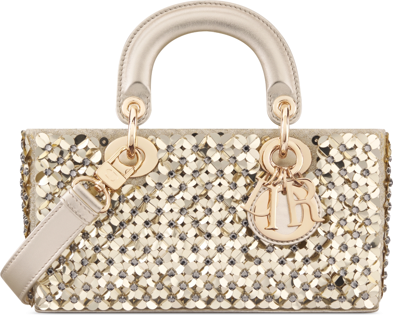 Small Lady D Joy Bag Lambskin Embroidered with Crystals and Gold Tone Sequins DIOR