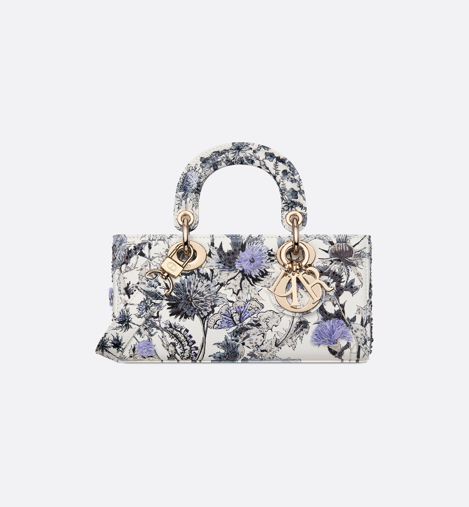 Small Lady D-Joy Bag White Calfskin with Denim Blue Dior Small Lady D-Joy Bag White Calfskin with Denim Blue Dior