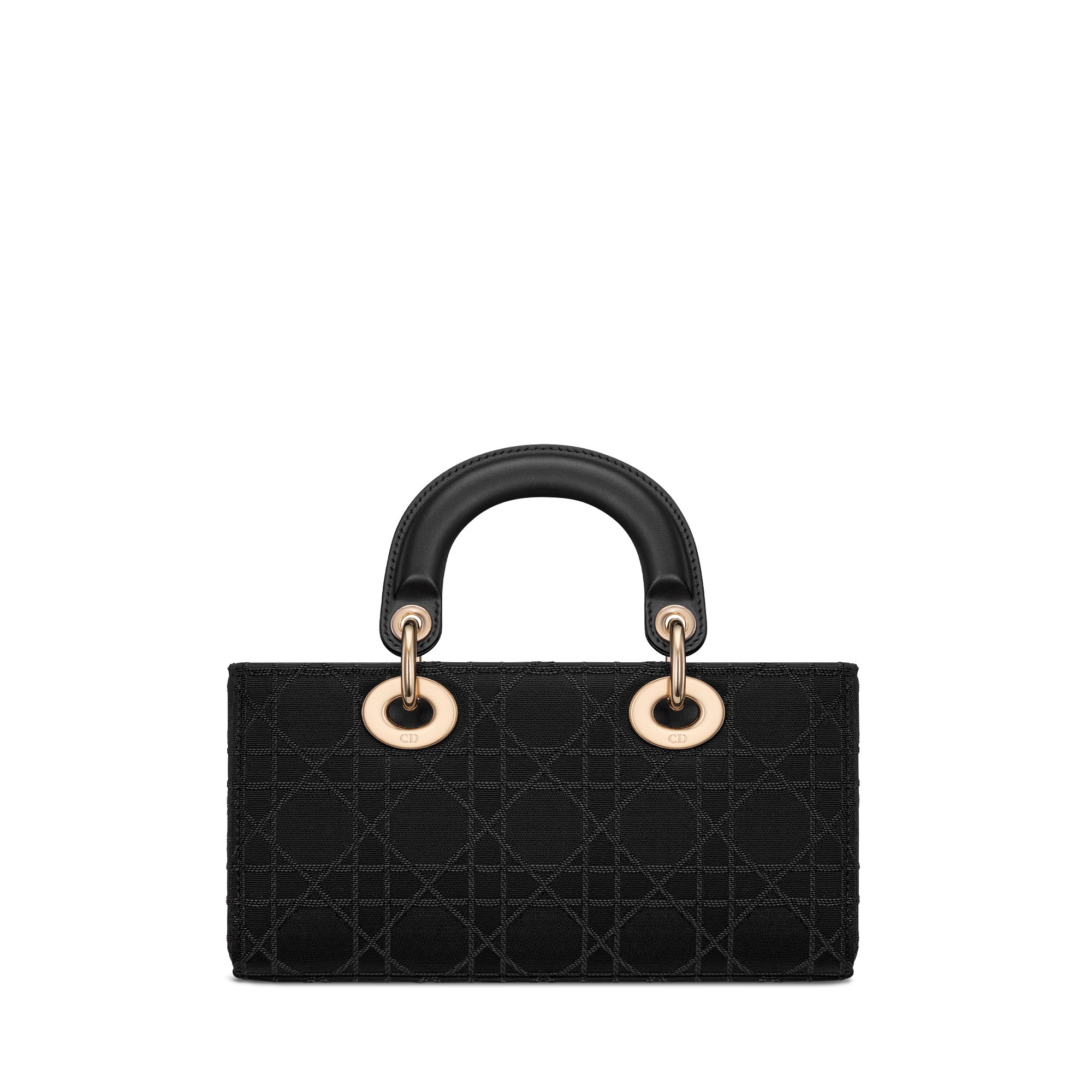 Small Lady D-Joy Bag Black Grosgrain-Effect Cannage Technical Fabric E08