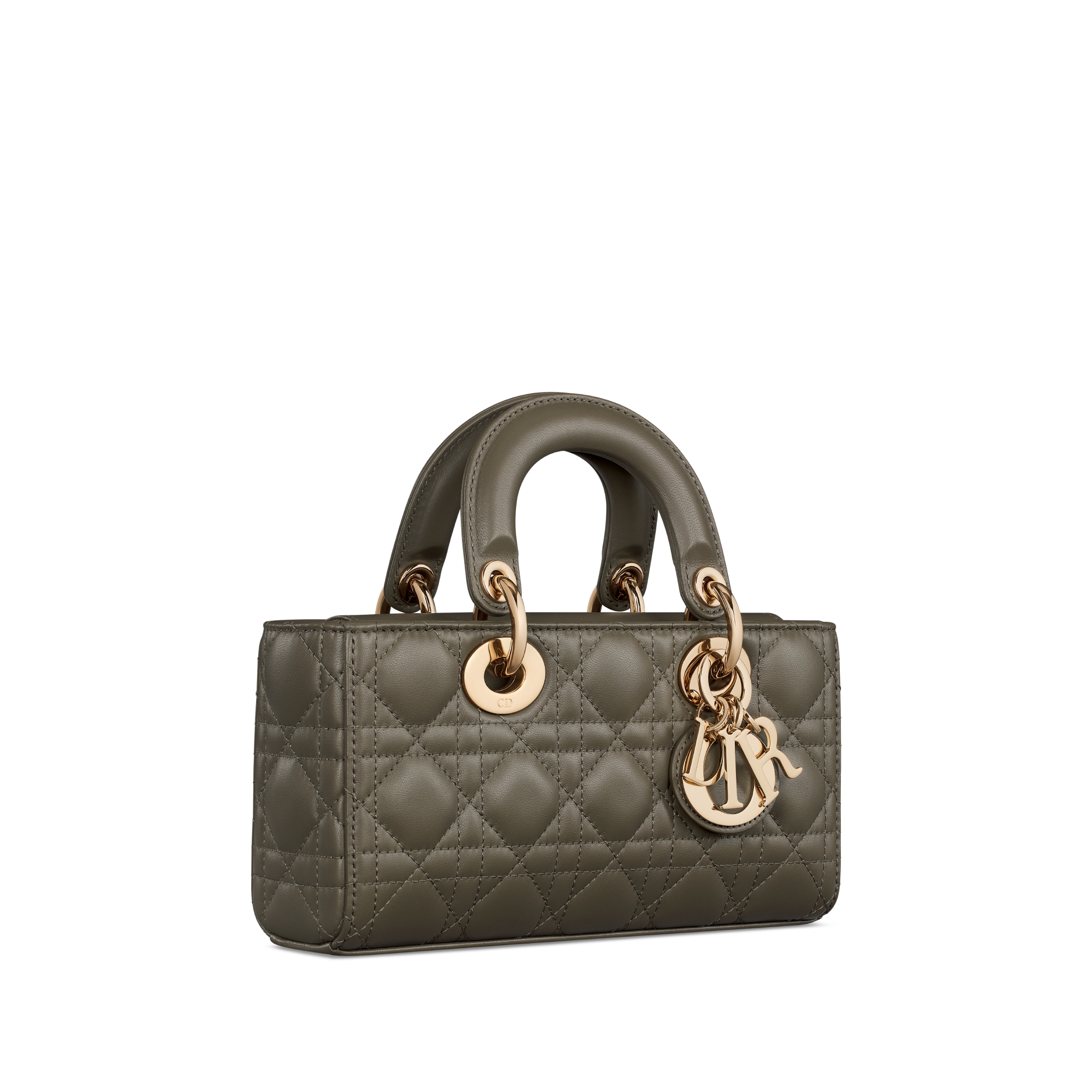 Sac Lady D-Joy Small Cuir d'agneau Cannage couleur Dark Fango E03