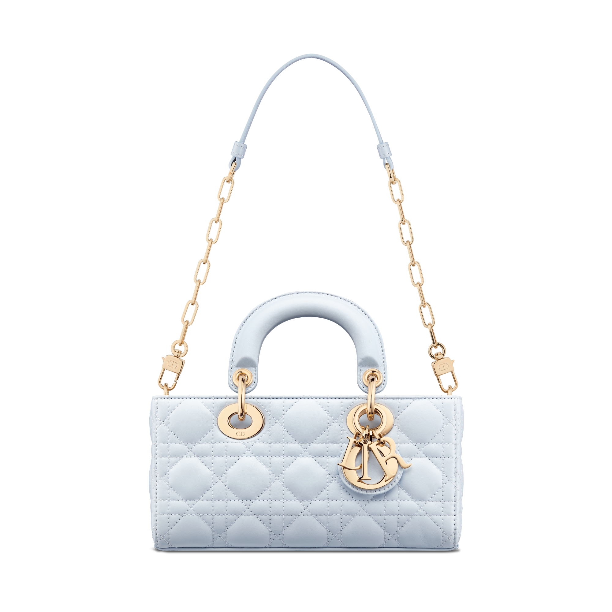 Small Lady D-Joy Bag Shirt Blue Cannage Lambskin E10