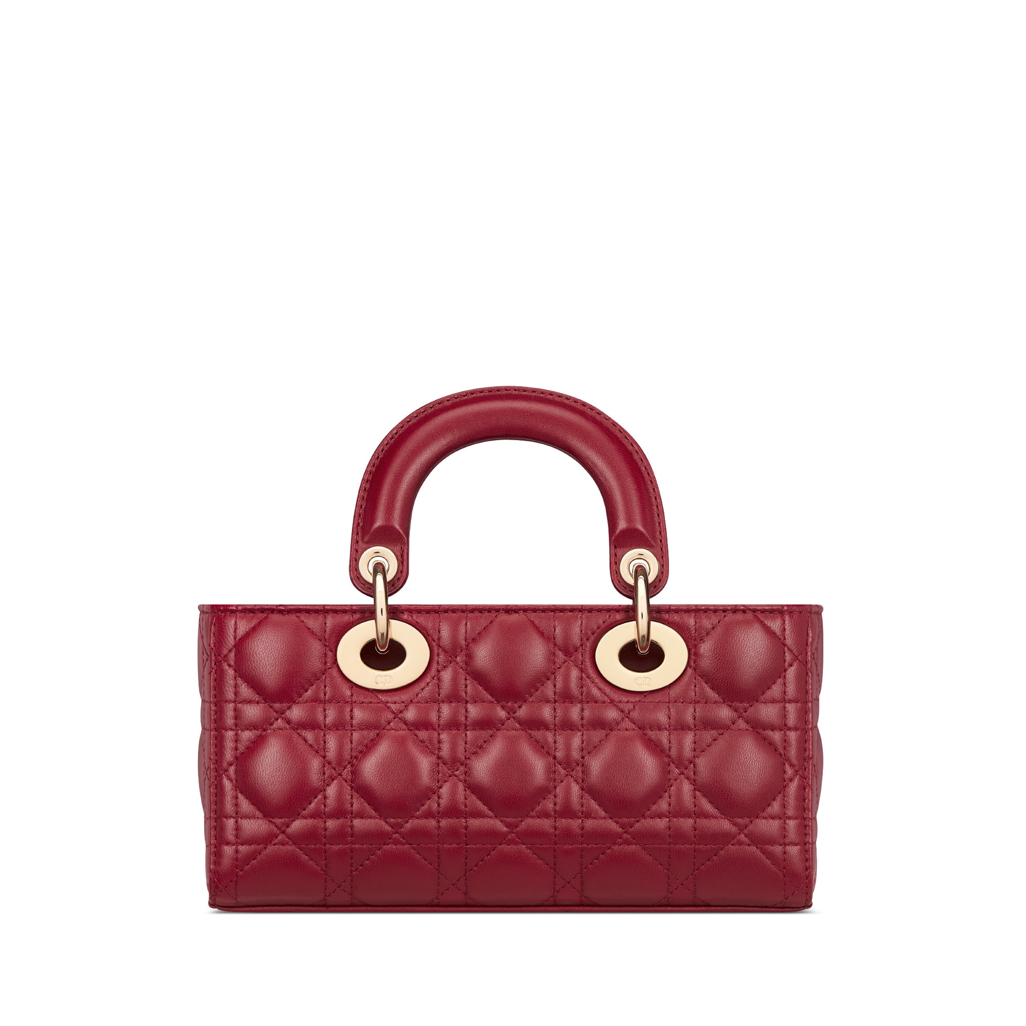 Small Lady D-Joy Bag Cherry Red Cannage Lambskin E08