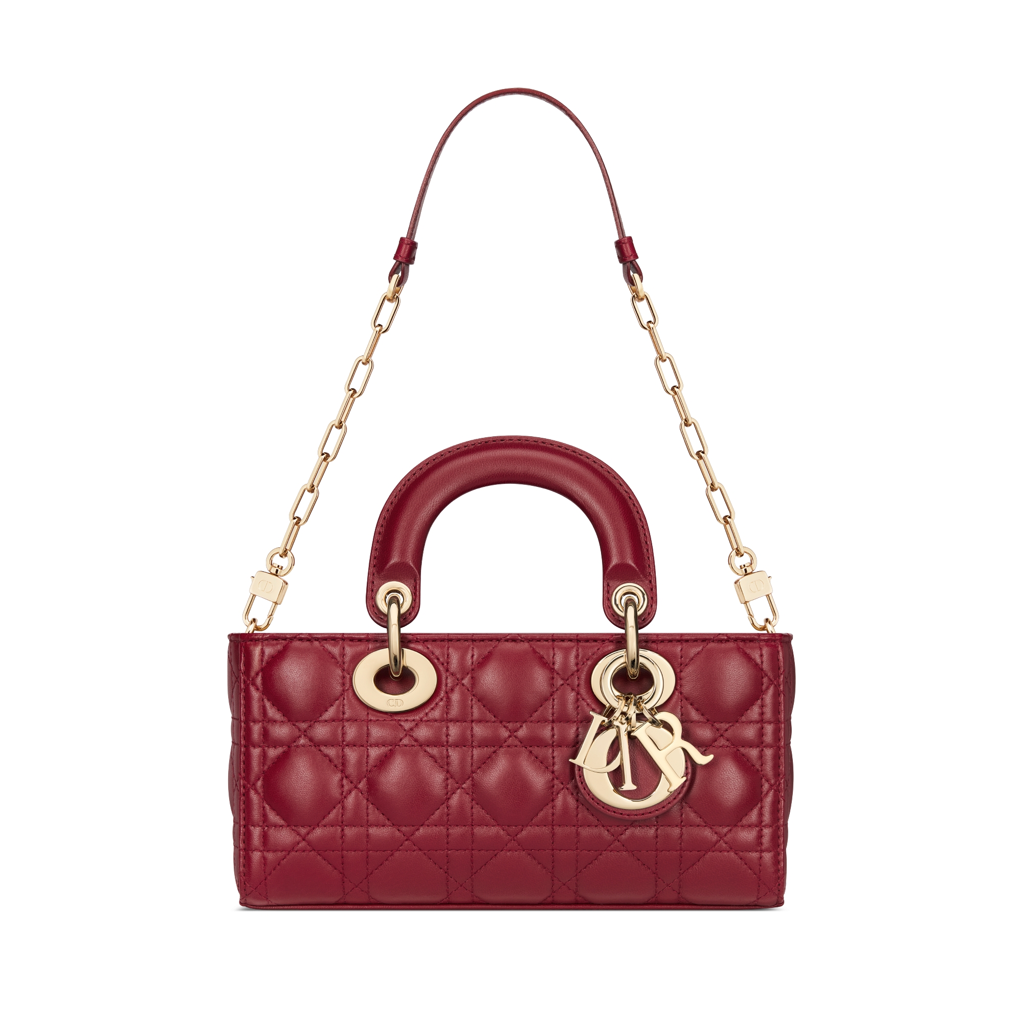 Small Lady D-Joy Bag Cherry Red Cannage Lambskin E10