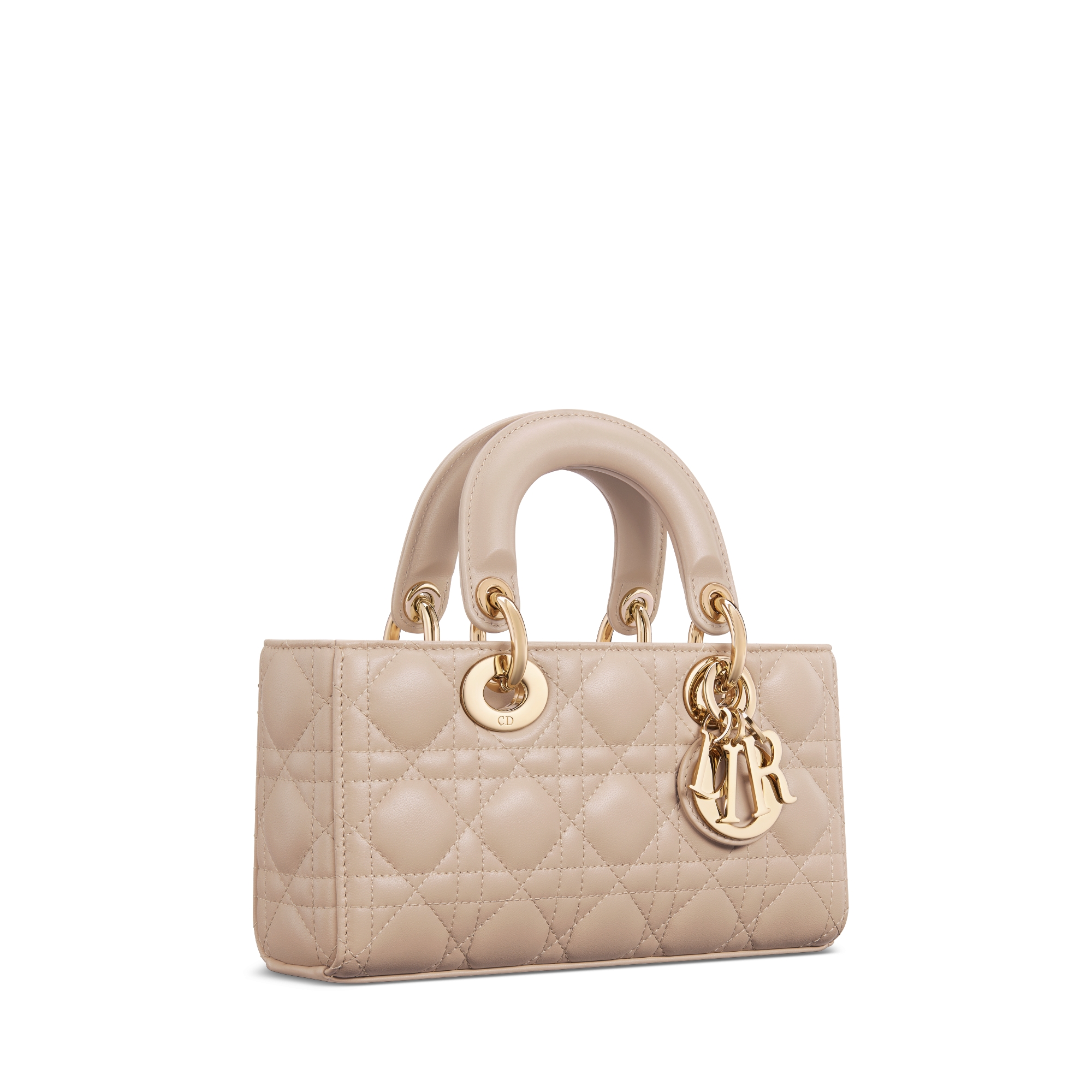 Small Lady D-Joy Bag Powder Beige Cannage Lambskin E03