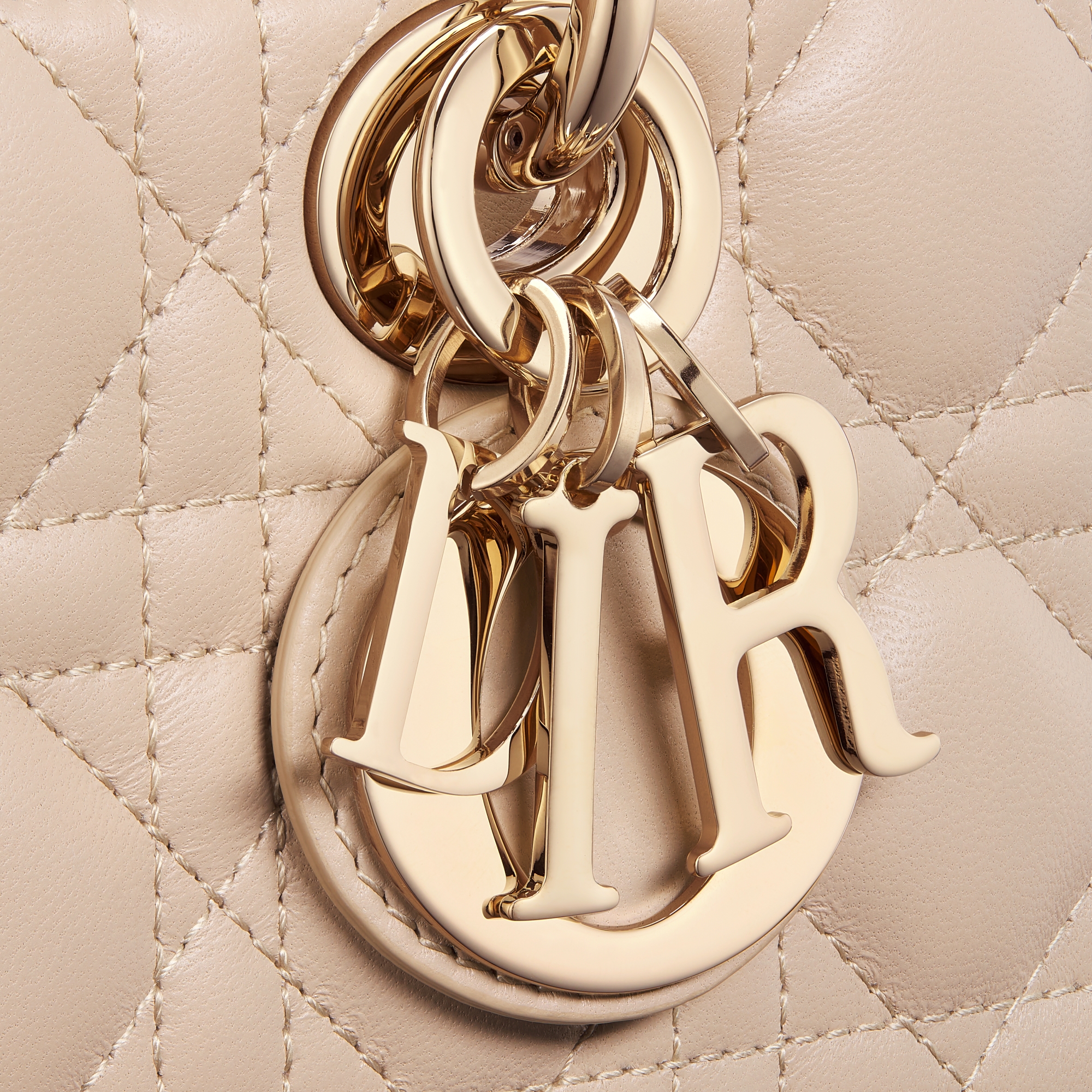 Small Lady D-Joy Bag Powder Beige Cannage Lambskin E09