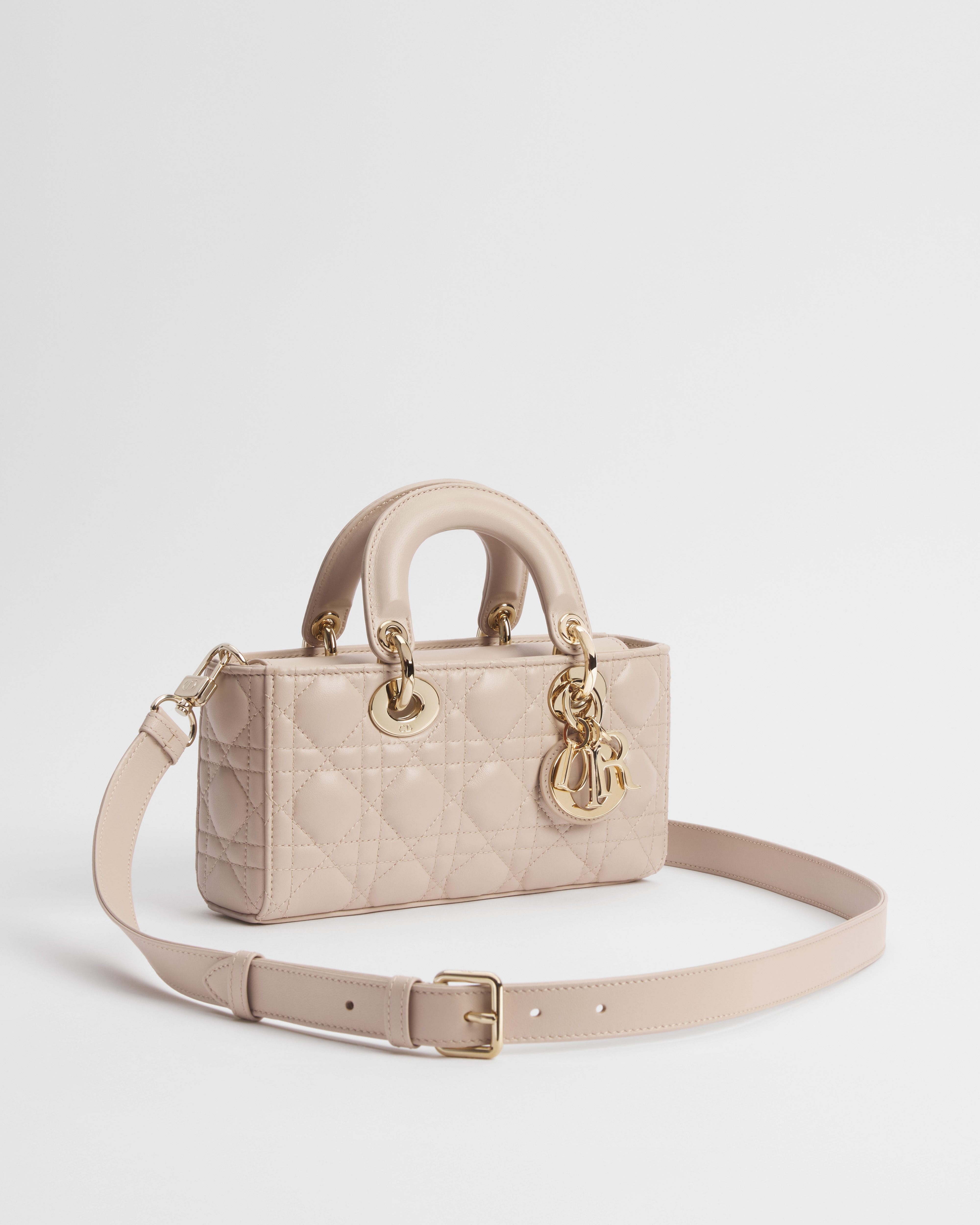 Small Lady D-Joy Bag Powder Beige Cannage Lambskin E03