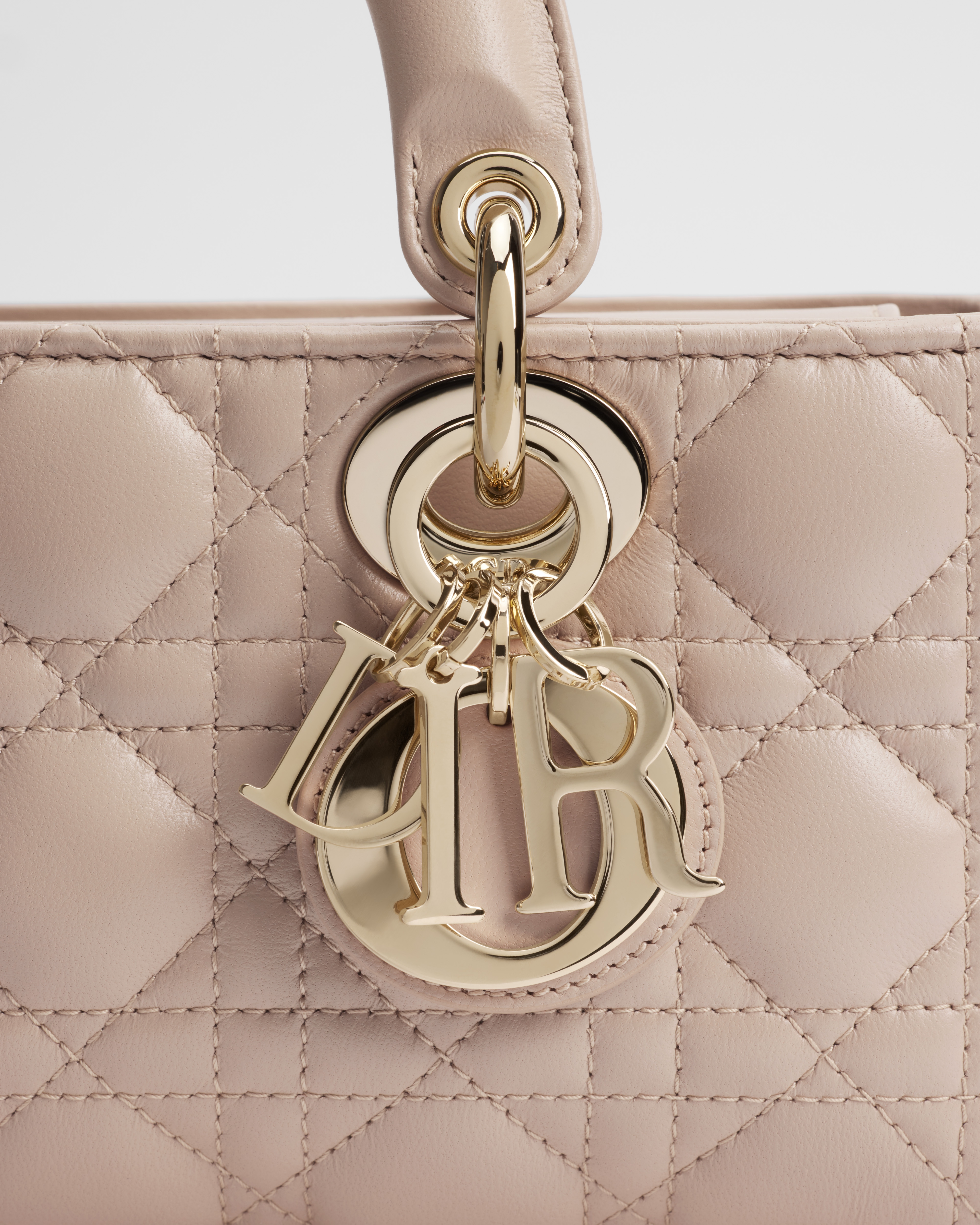 Small Lady D-Joy Bag Powder Beige Cannage Lambskin E09