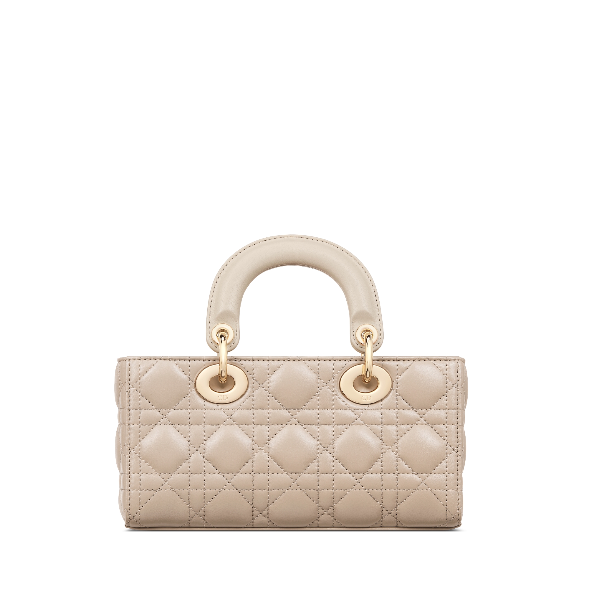 DIOR 25S SMALL LADY D‑JOY BAG 19 IN DARK BEIGE CANNAGE CALFSKIN GOLD HARDWARE