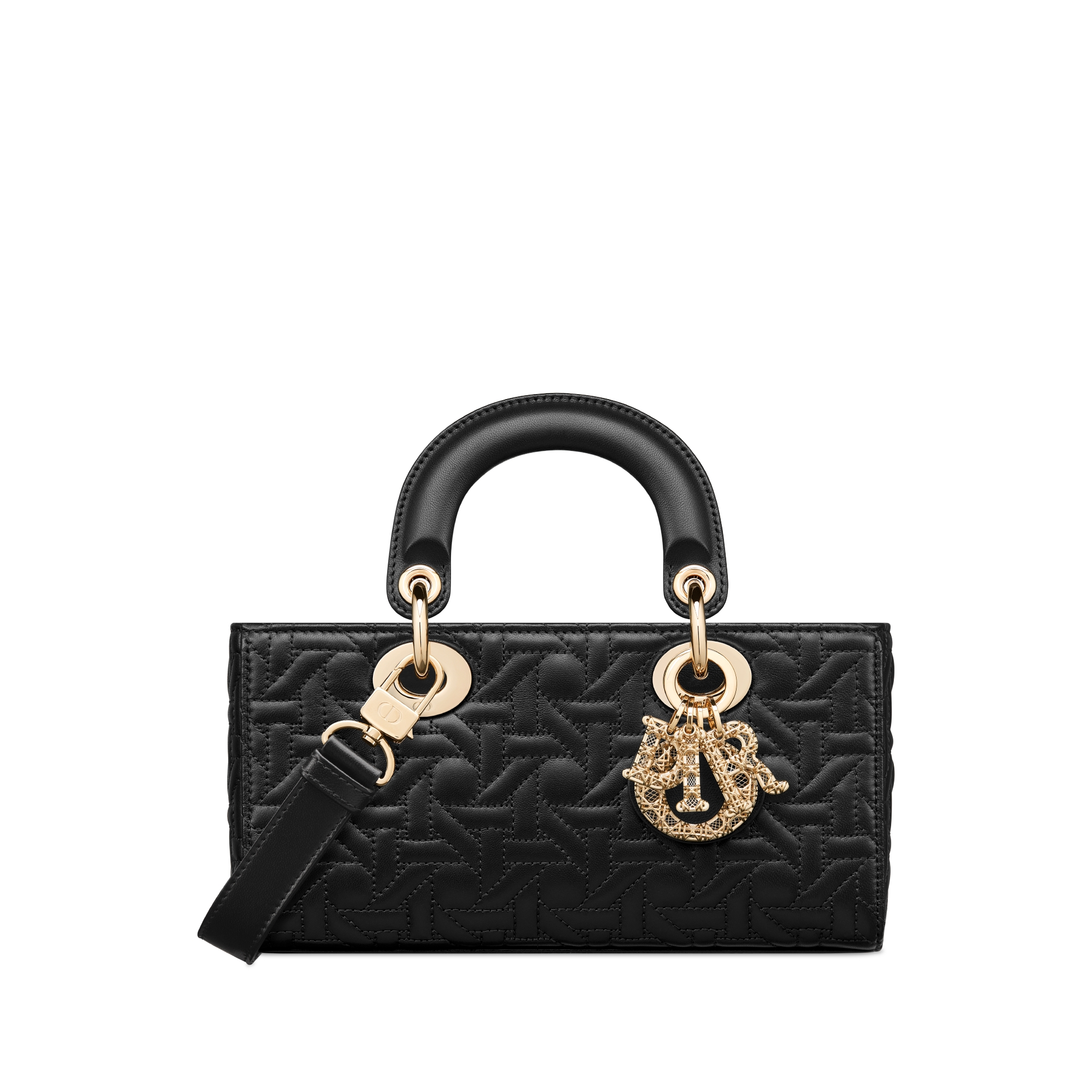 Small Lady D-Joy Bag Black Graphic Cannage Lambskin E01