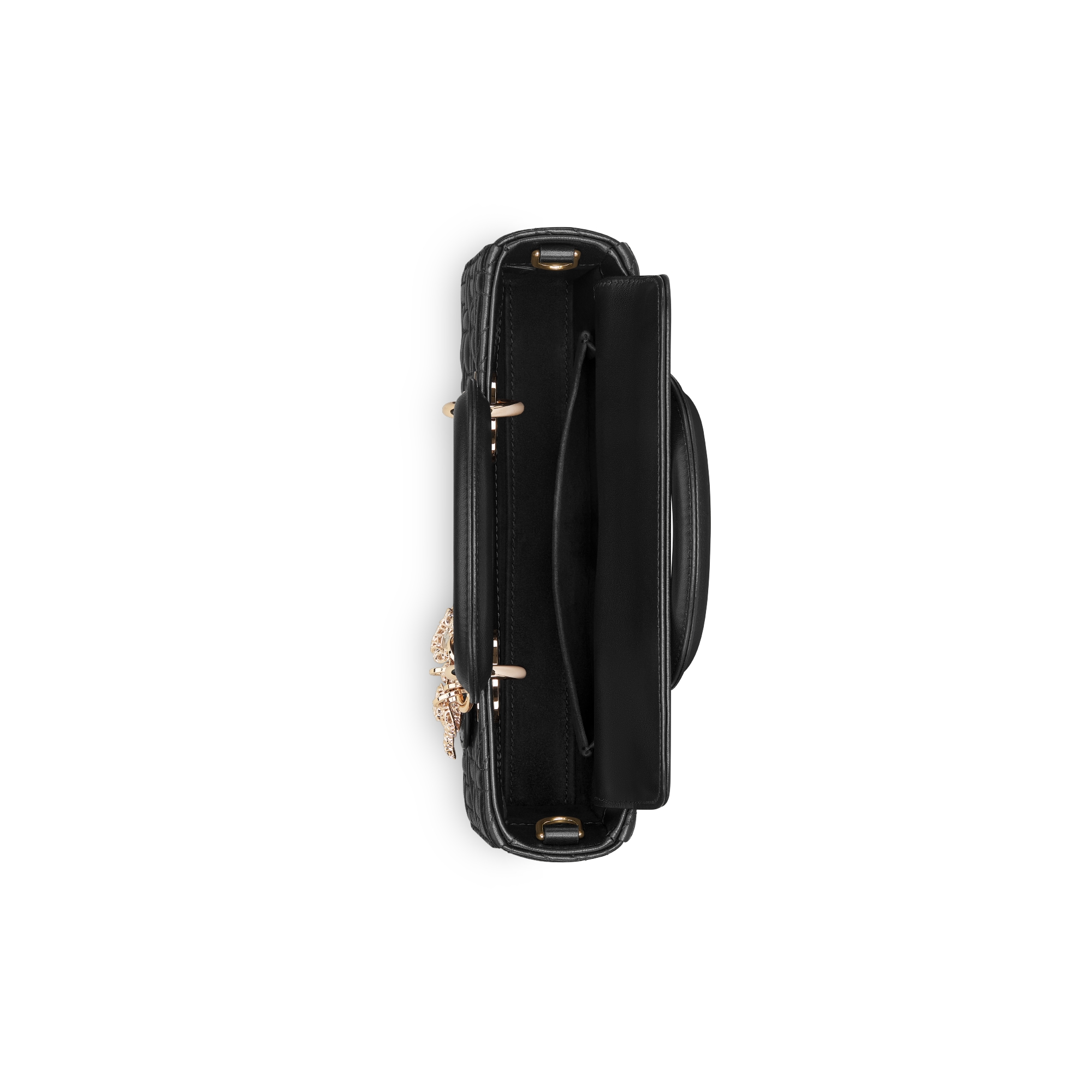 Kleine Lady D-Joy-tas Zwart lamsleer met Graphic Cannage-motief E06