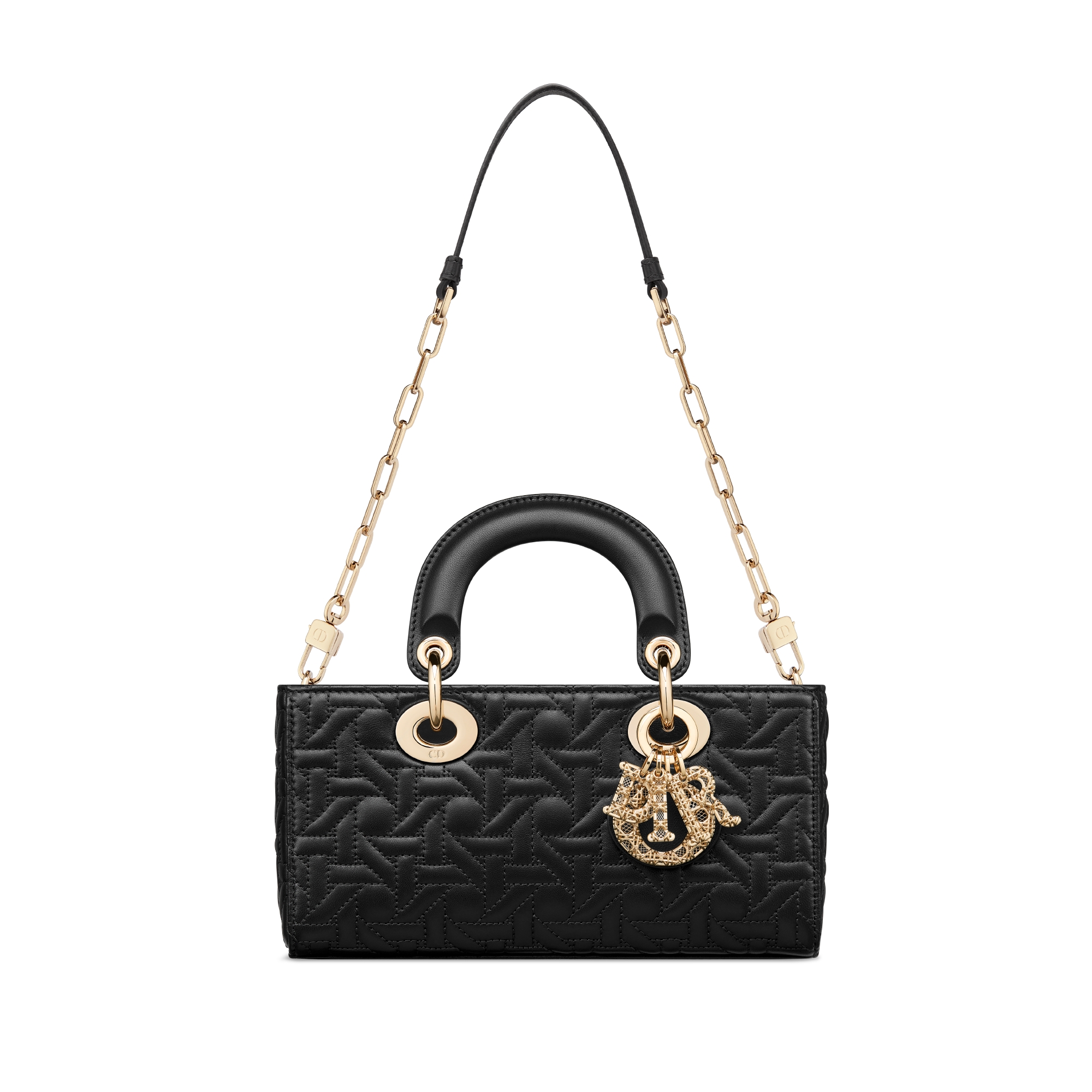 Kleine Lady D-Joy-tas Zwart lamsleer met Graphic Cannage-motief E10