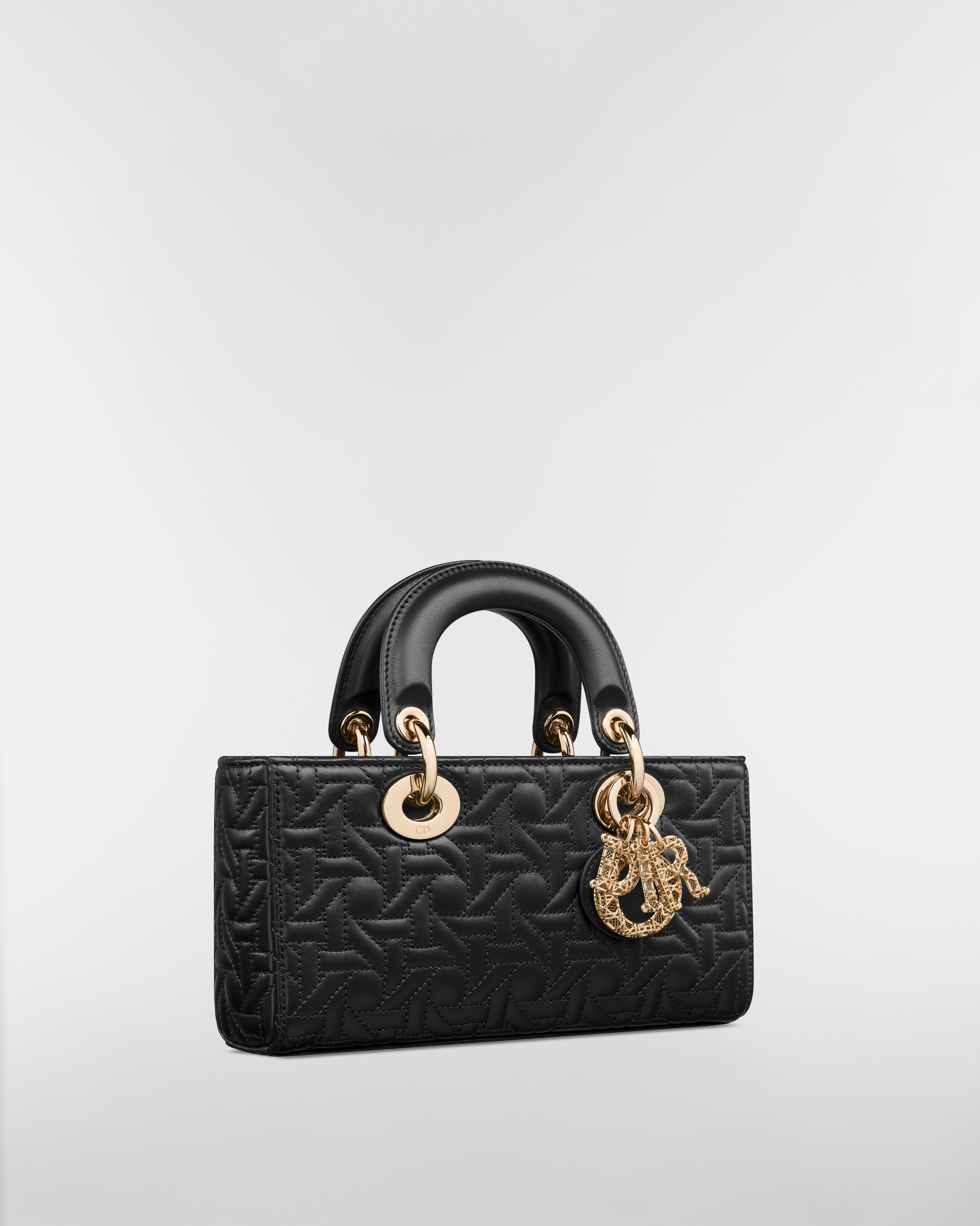 Small Lady D-Joy Bag Black Graphic Cannage Lambskin E03