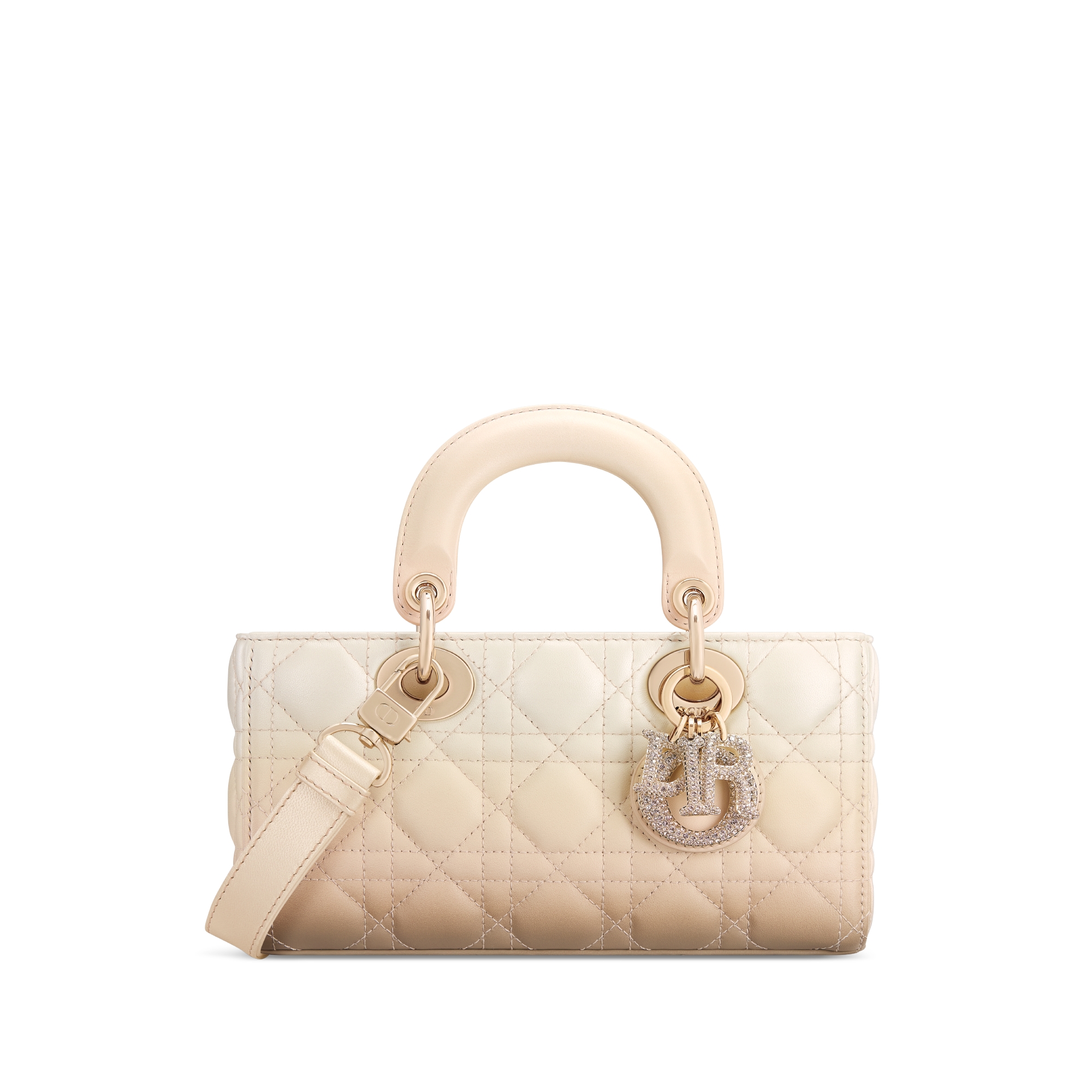 Small Lady D-Joy Bag Beige and Latte Gradient Cannage Lambskin E01
