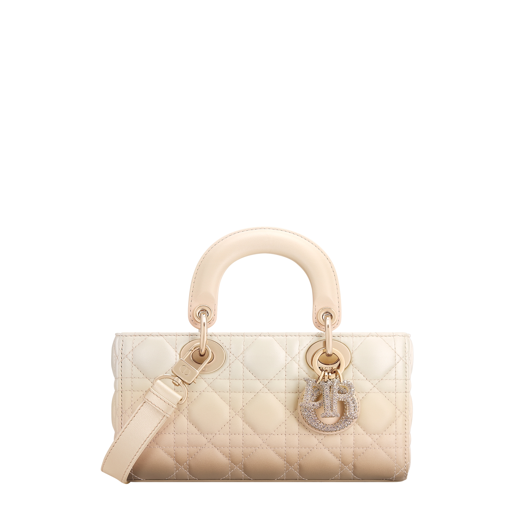 Small Lady D-Joy Bag Beige and Latte Gradient Cannage Lambskin E01