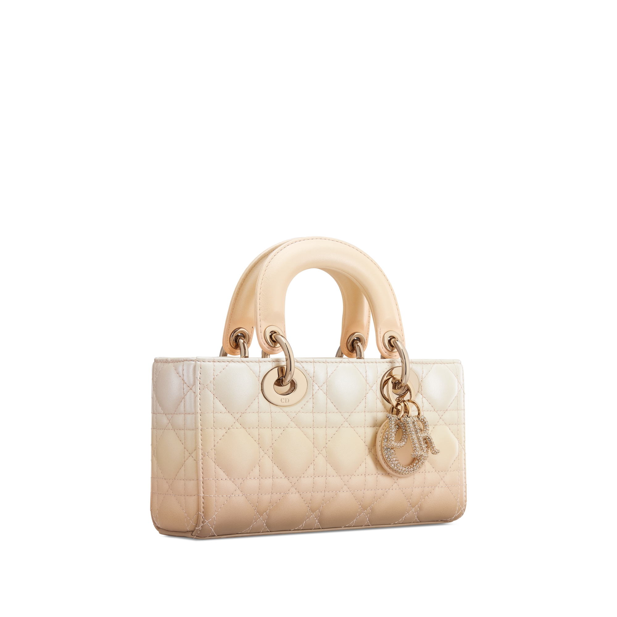 Small Lady D-Joy Bag Beige and Latte Gradient Cannage Lambskin E03
