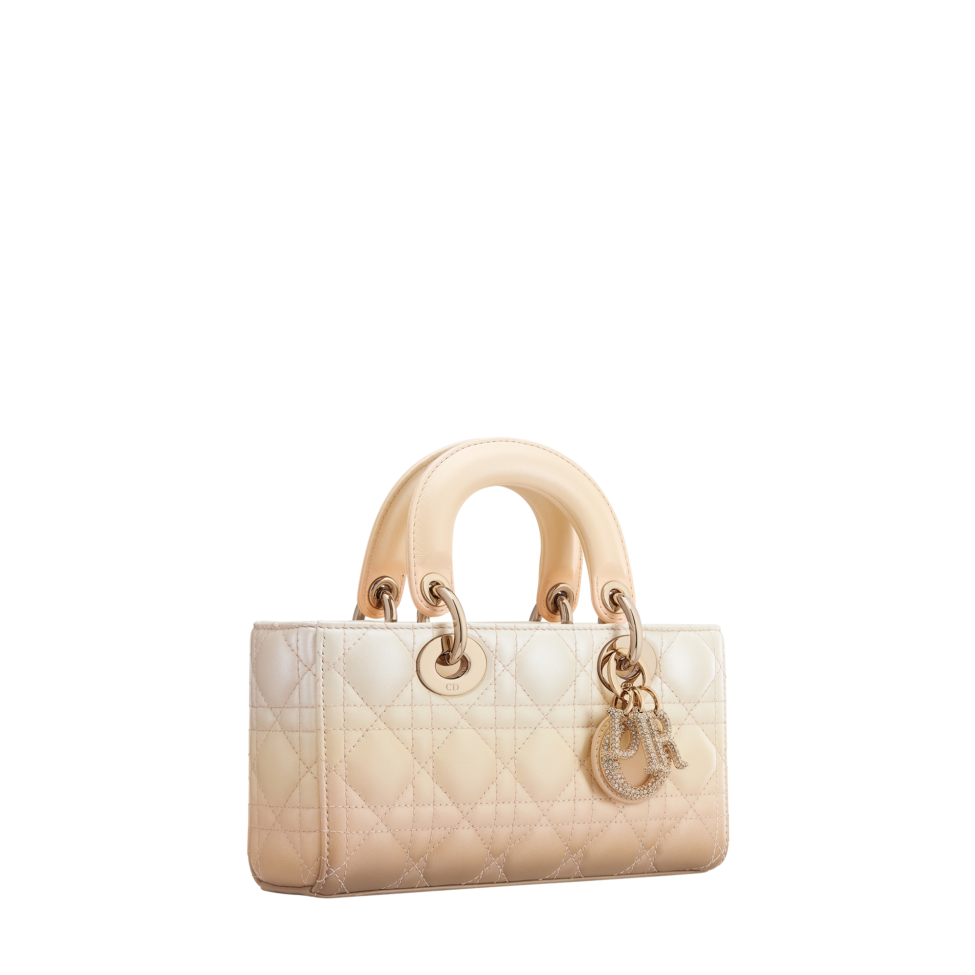 Small Lady D-Joy Bag Beige and Latte Gradient Cannage Lambskin E03