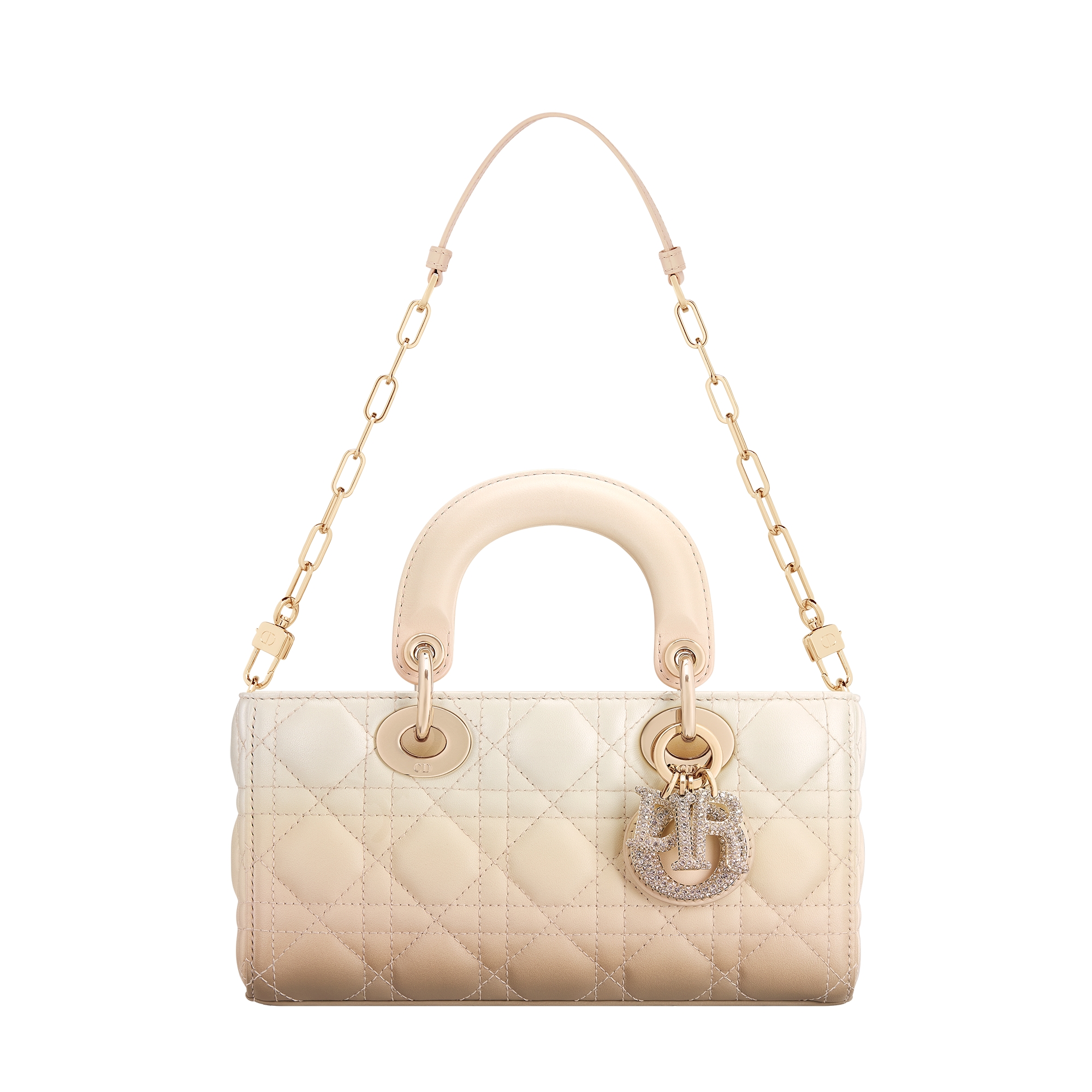 Small Lady D-Joy Bag Beige and Latte Gradient Cannage Lambskin E10