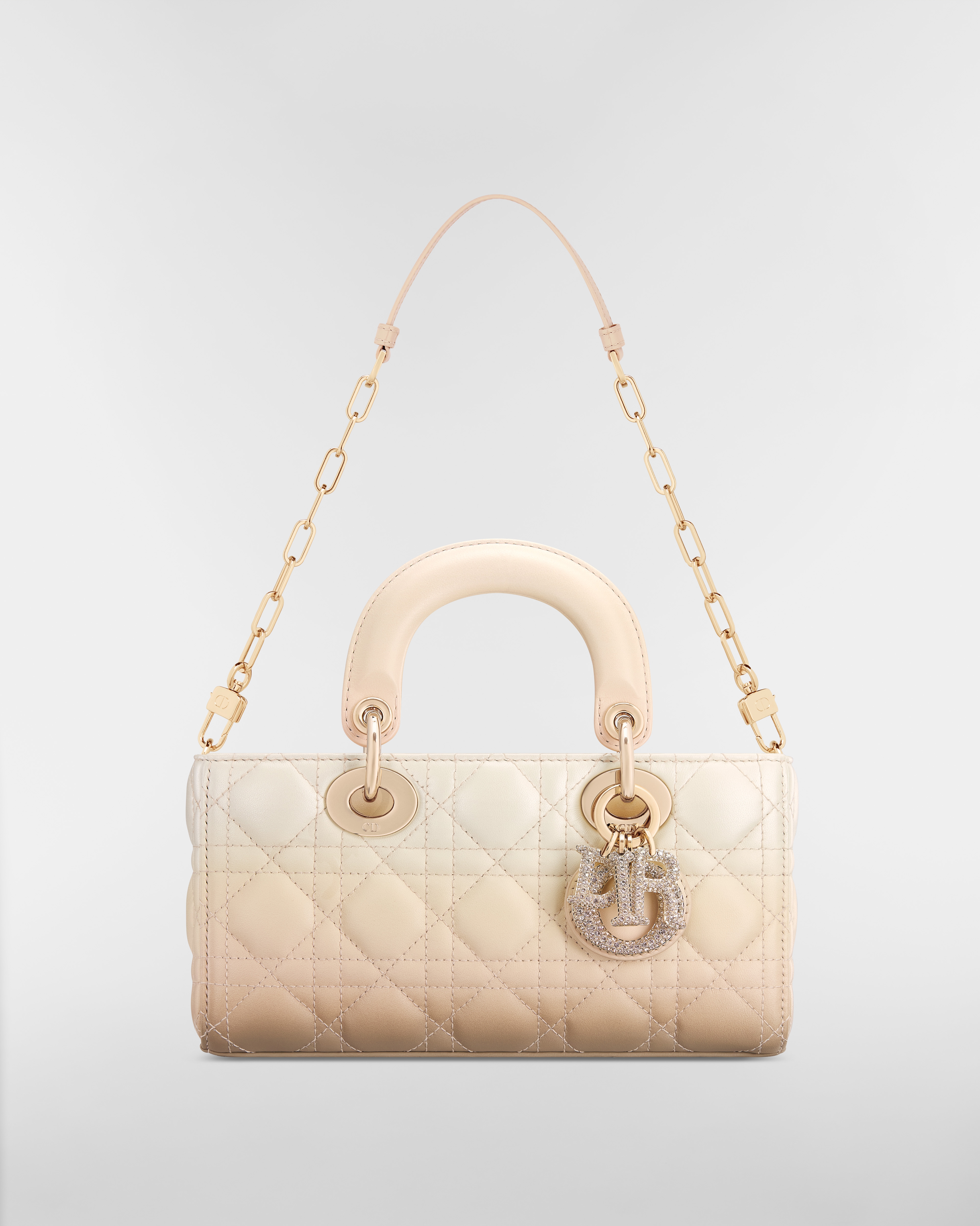 Kleine Lady D-Joy Tasche Cannage Lammleder mit Farbverlauf in Beige und Latte E10