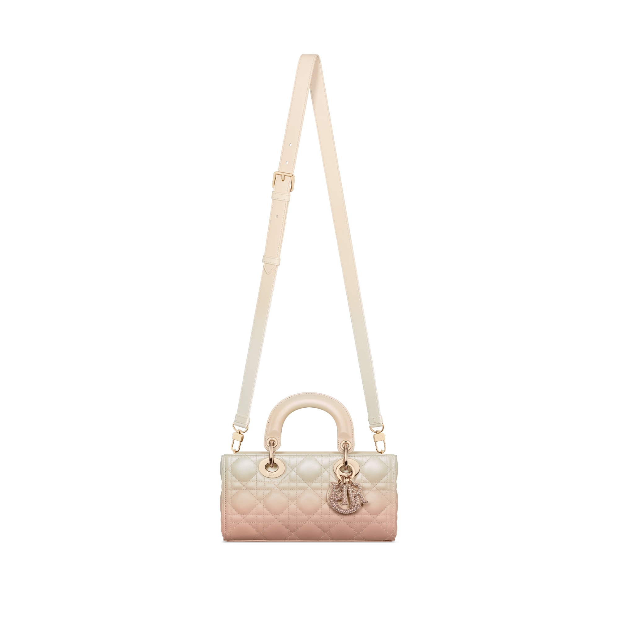 Small Lady D-Joy Bag Pink and Latte Gradient Cannage Lambskin E07