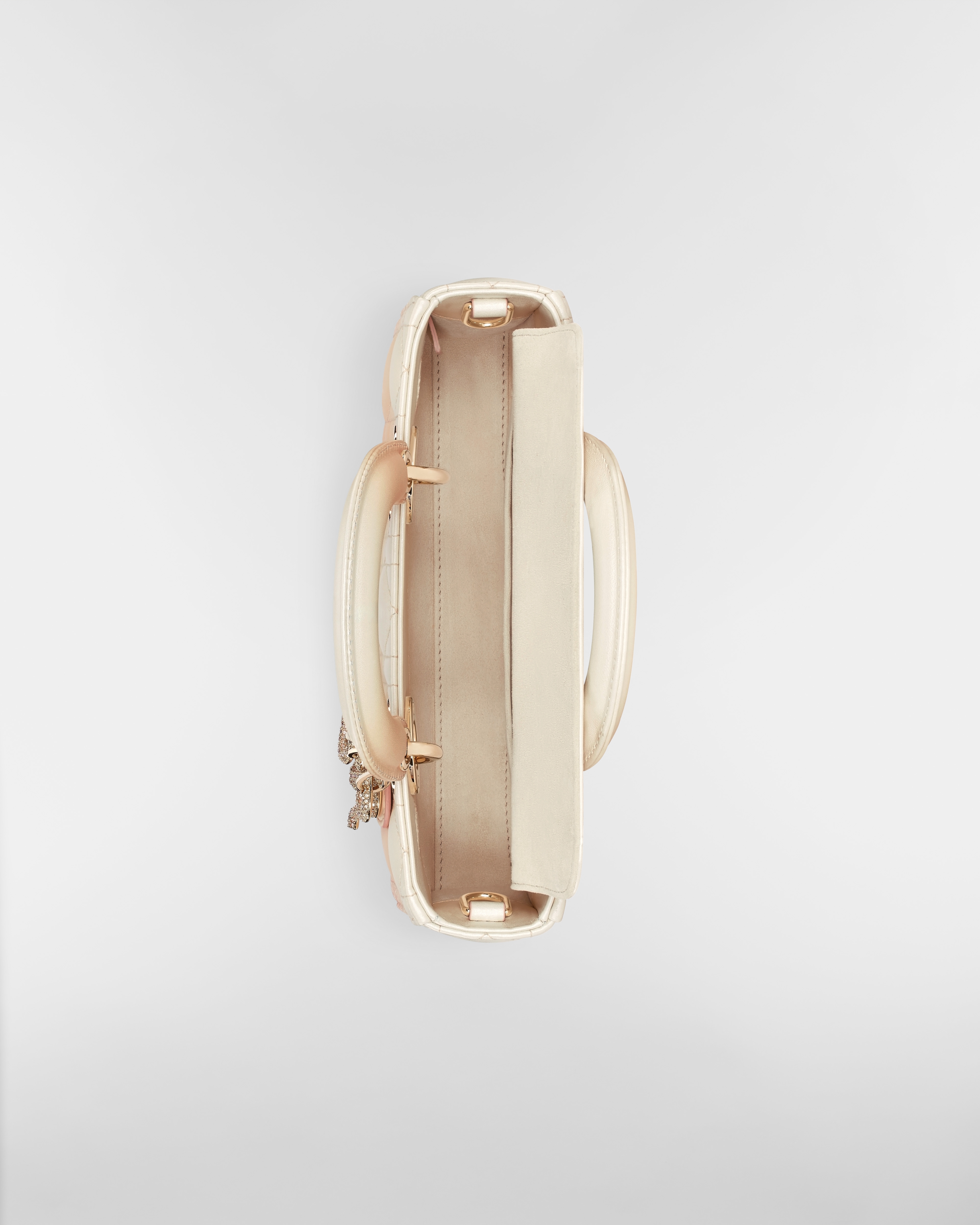 小碼 Lady D-Joy 手袋 粉紅色和奶白色漸變 Cannage 藤格紋圖案羊皮 E06